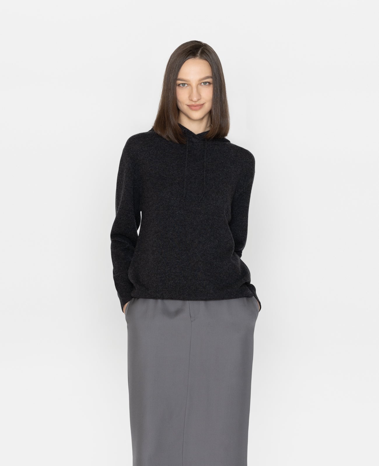 Cashmere Hoodies in Charcoal | GRANA #color_charcoal