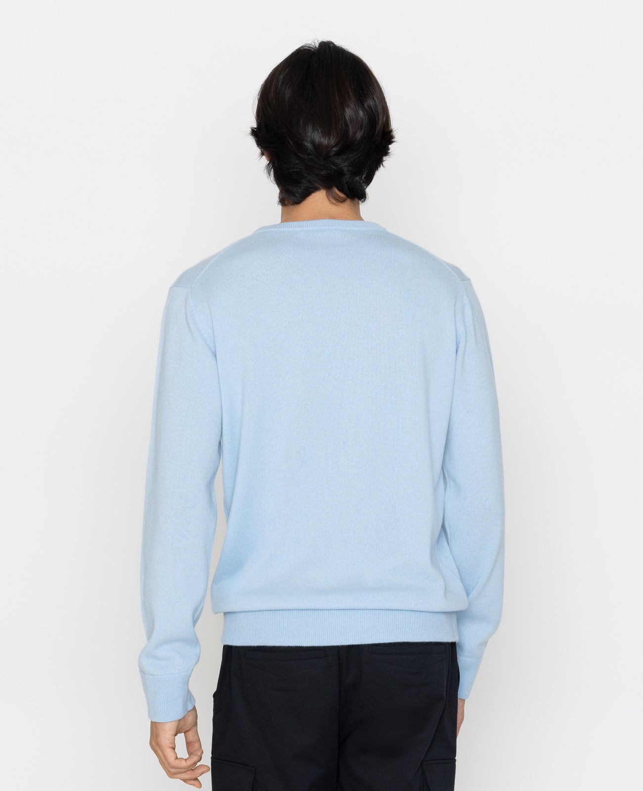 Cashmere Crew Neck Sweater in Powder Blue | GRANA #color_powder-blue