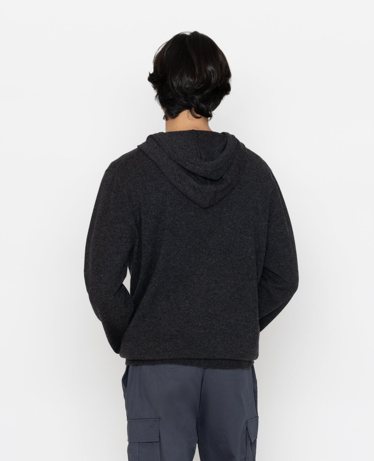 Cashmere Pullover Hoodie in Charcoal | GRANA #color_charcoal