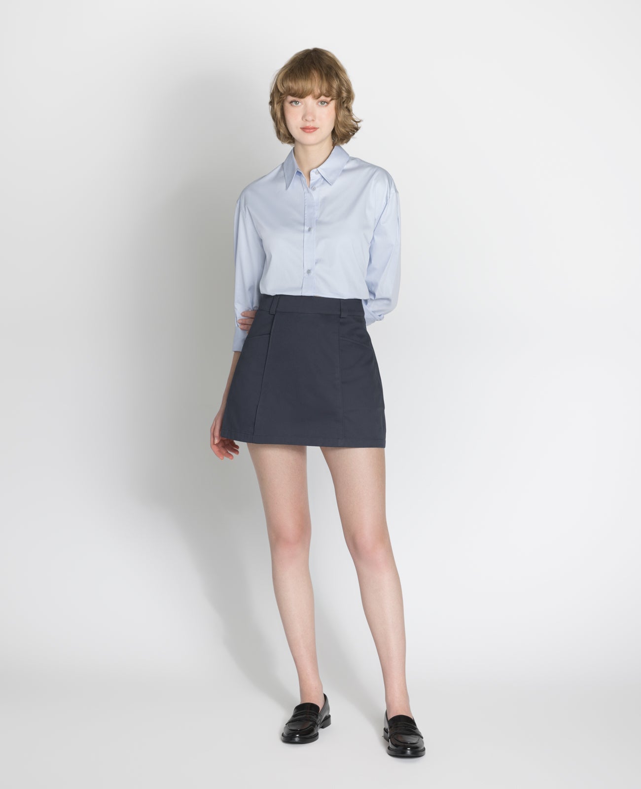 Supima A-line Skirt in HALE BLUE | GRANA #color_hale-blue