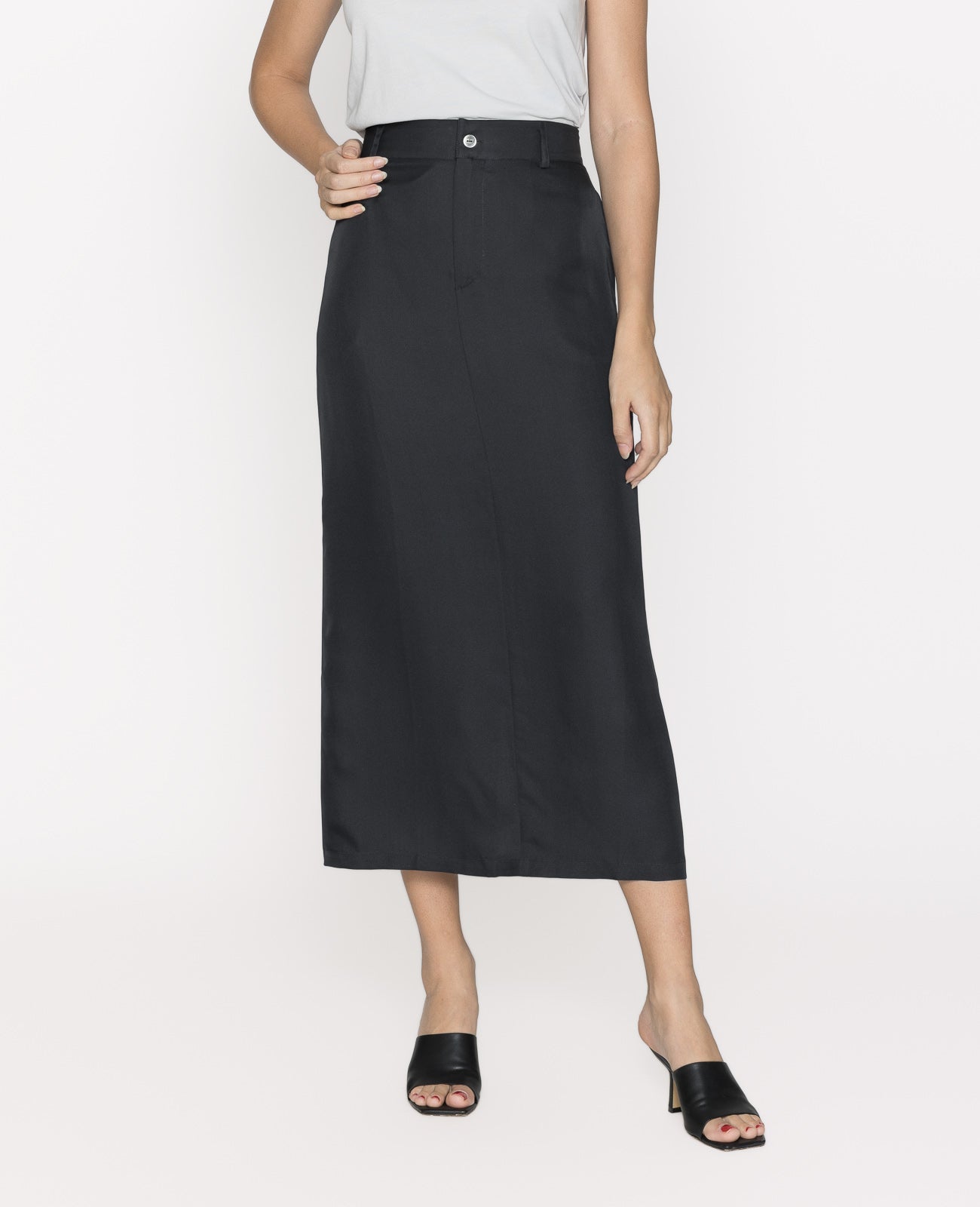 Silk Column Skirt in BLACK | GRANA #color_black