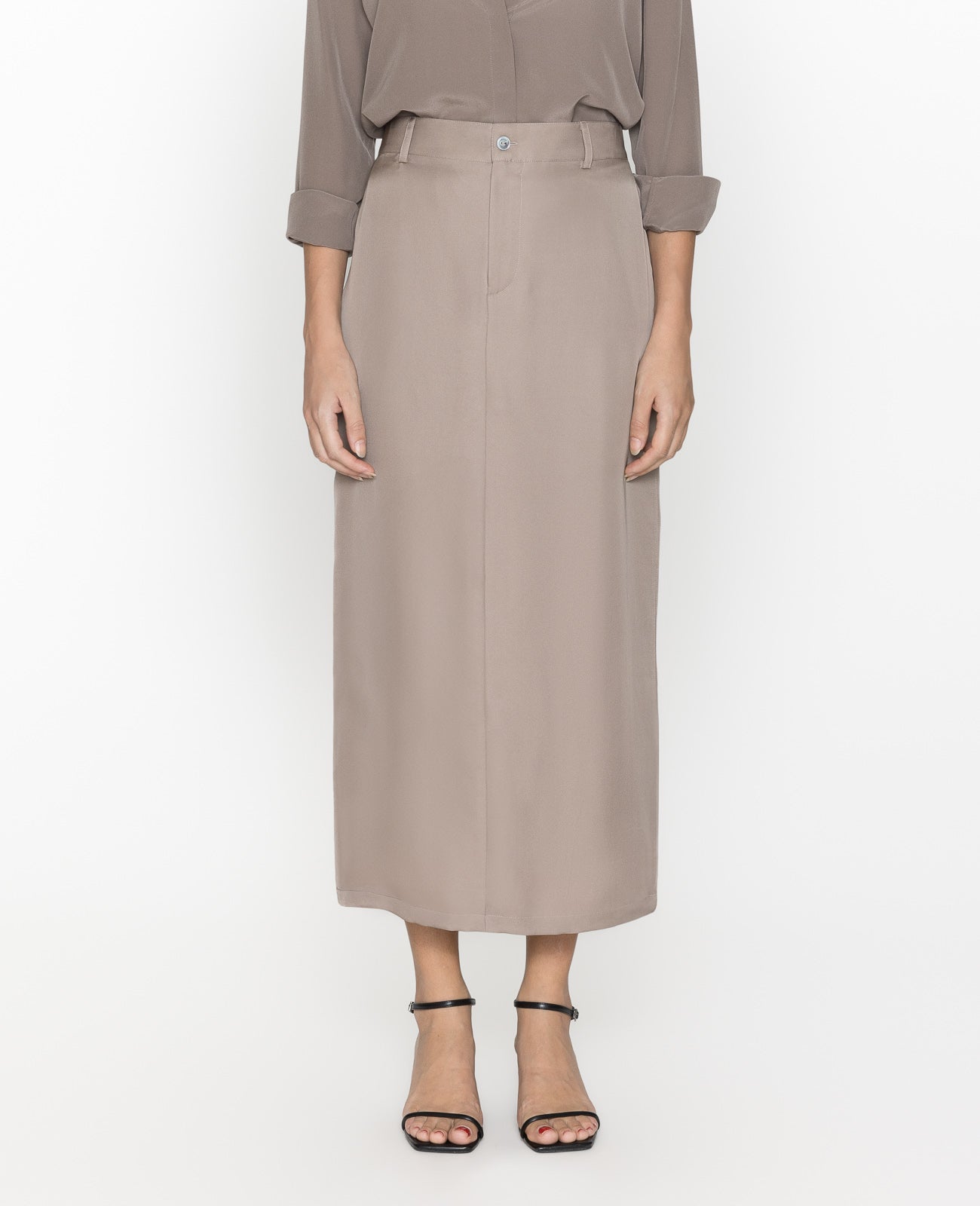 Silk Column Skirt in GREIGE | GRANA #color_greige