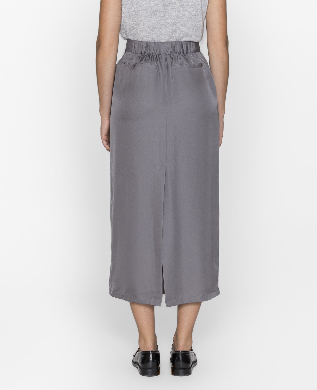 Silk Column Skirt in STORM | GRANA #color_storm