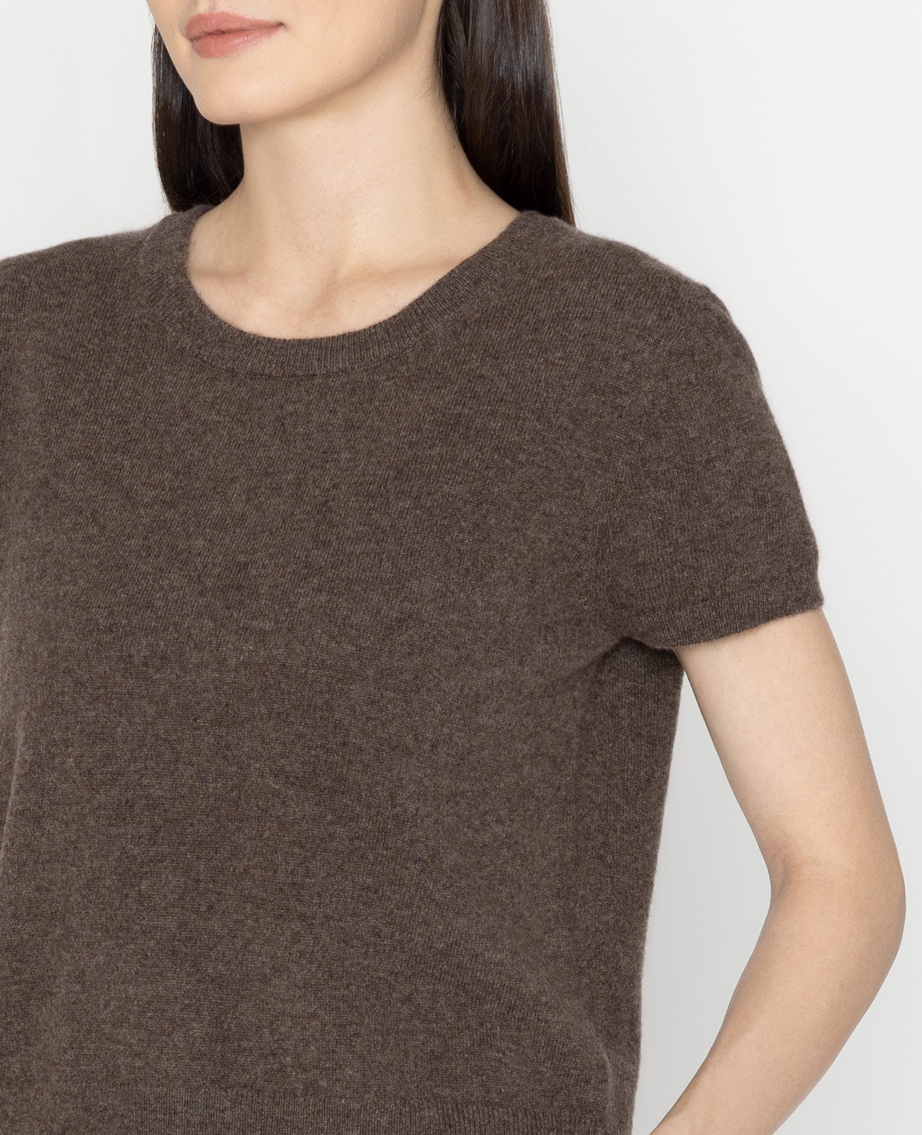 Cashmere 2-Way Short Sleeve Sweater in Dark Rye | GRANA #color_dark-rye