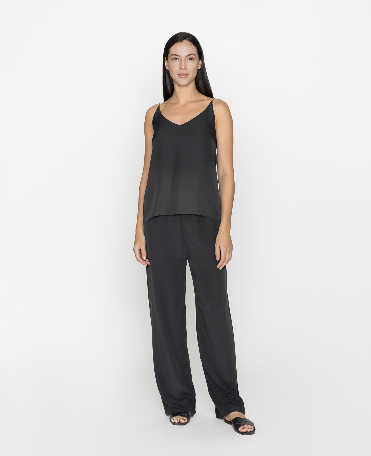 Elegant Monochromatic Outfit: Grana Chinese Silk Pants and Silk