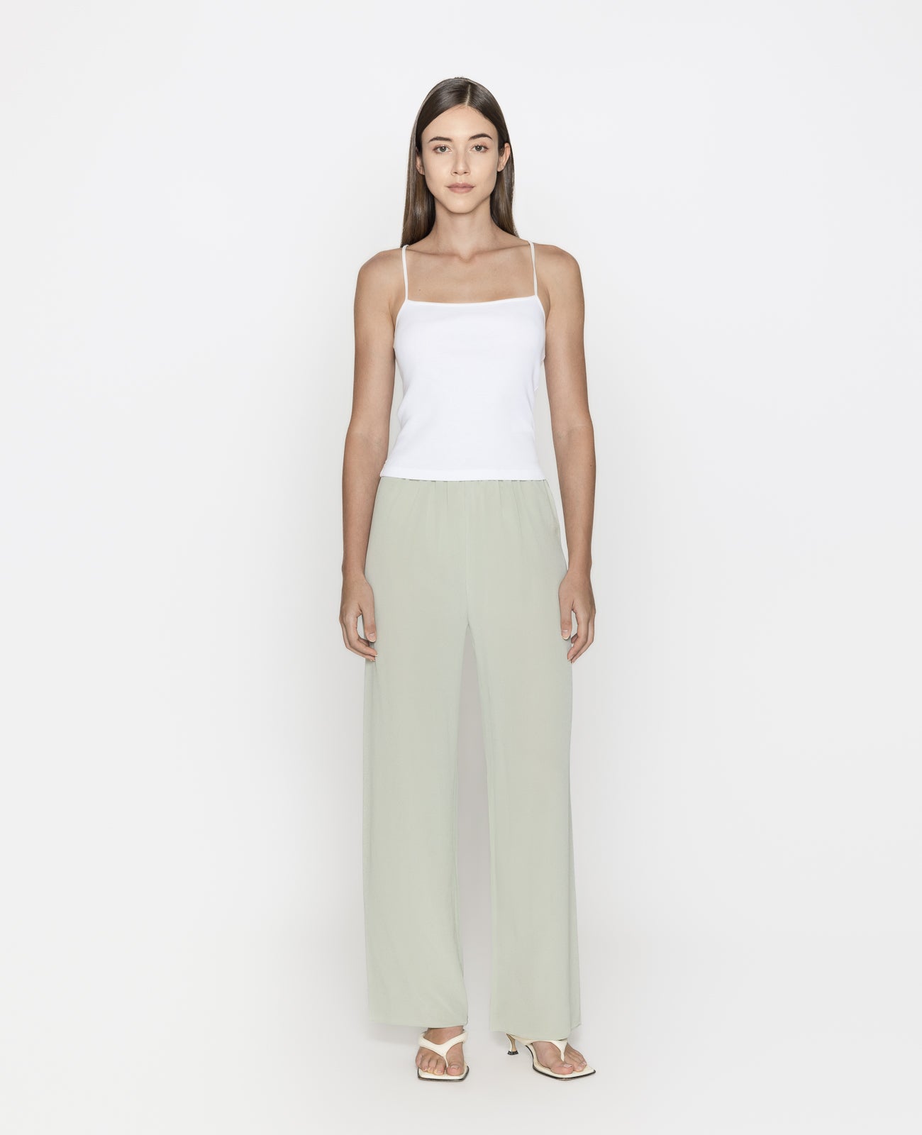 Silk Relax Pants in SAGE GREEN | GRANA #color_sage-green