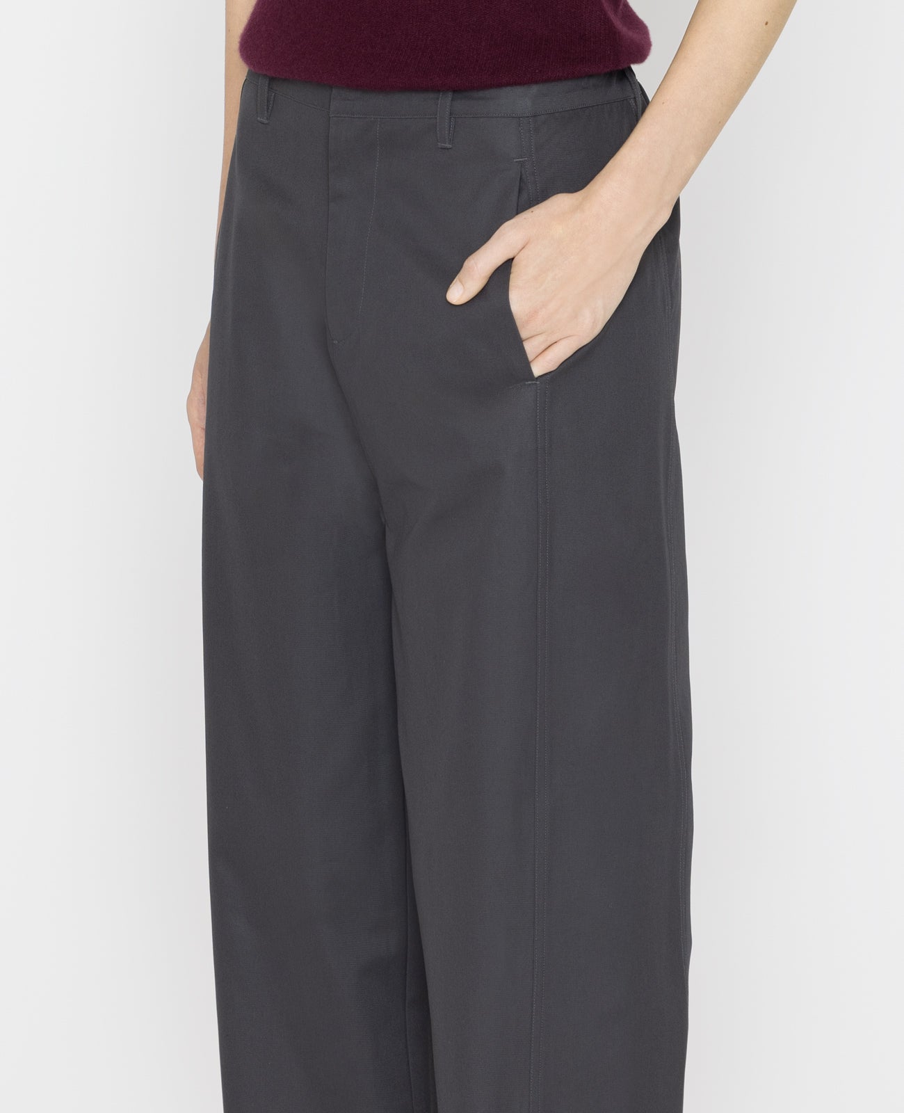 Organic Twisted Seam Tapered Pants in Asphalt | GRANA #color_asphalt