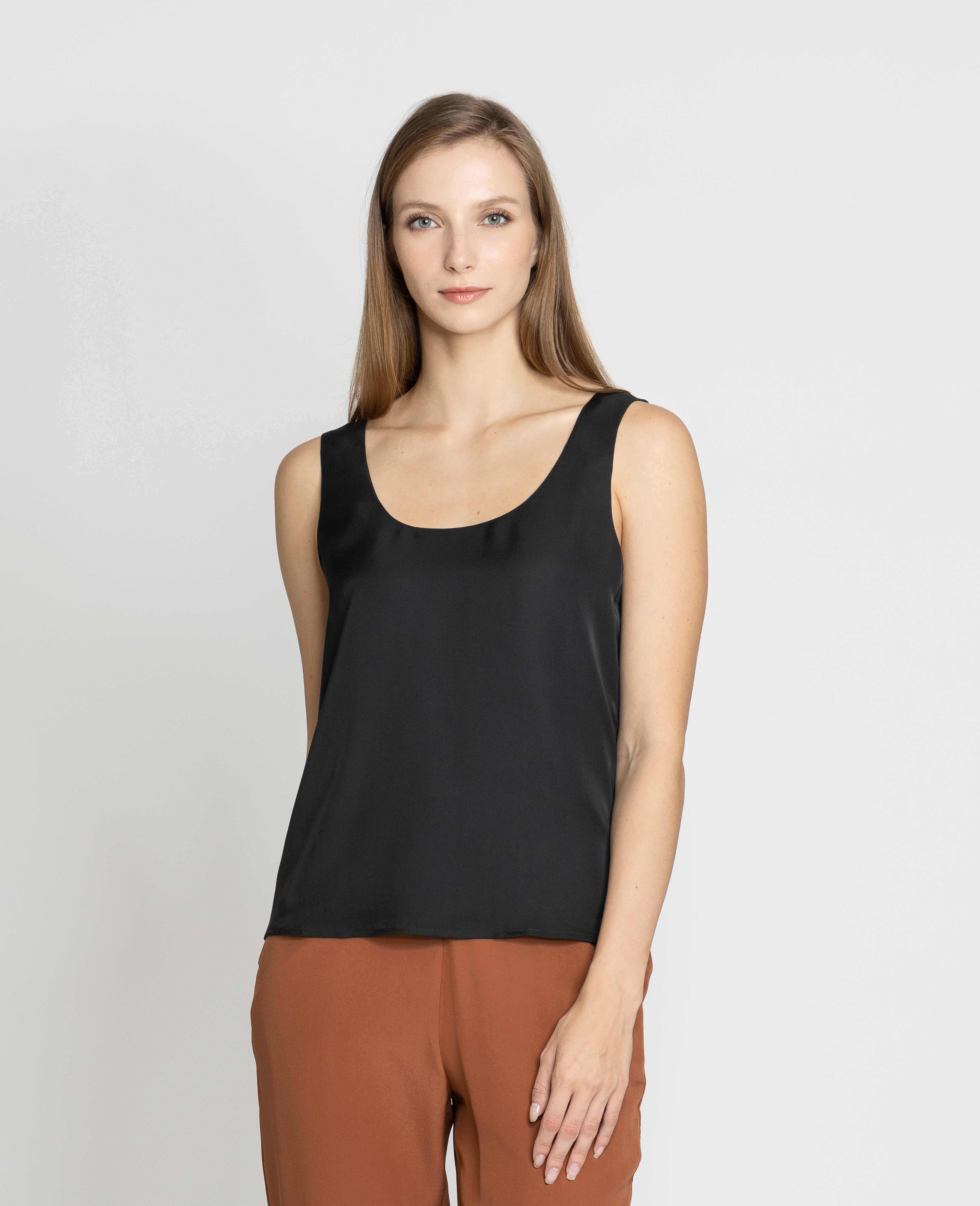 Silk Double Scoop Neck Tank – GRANA