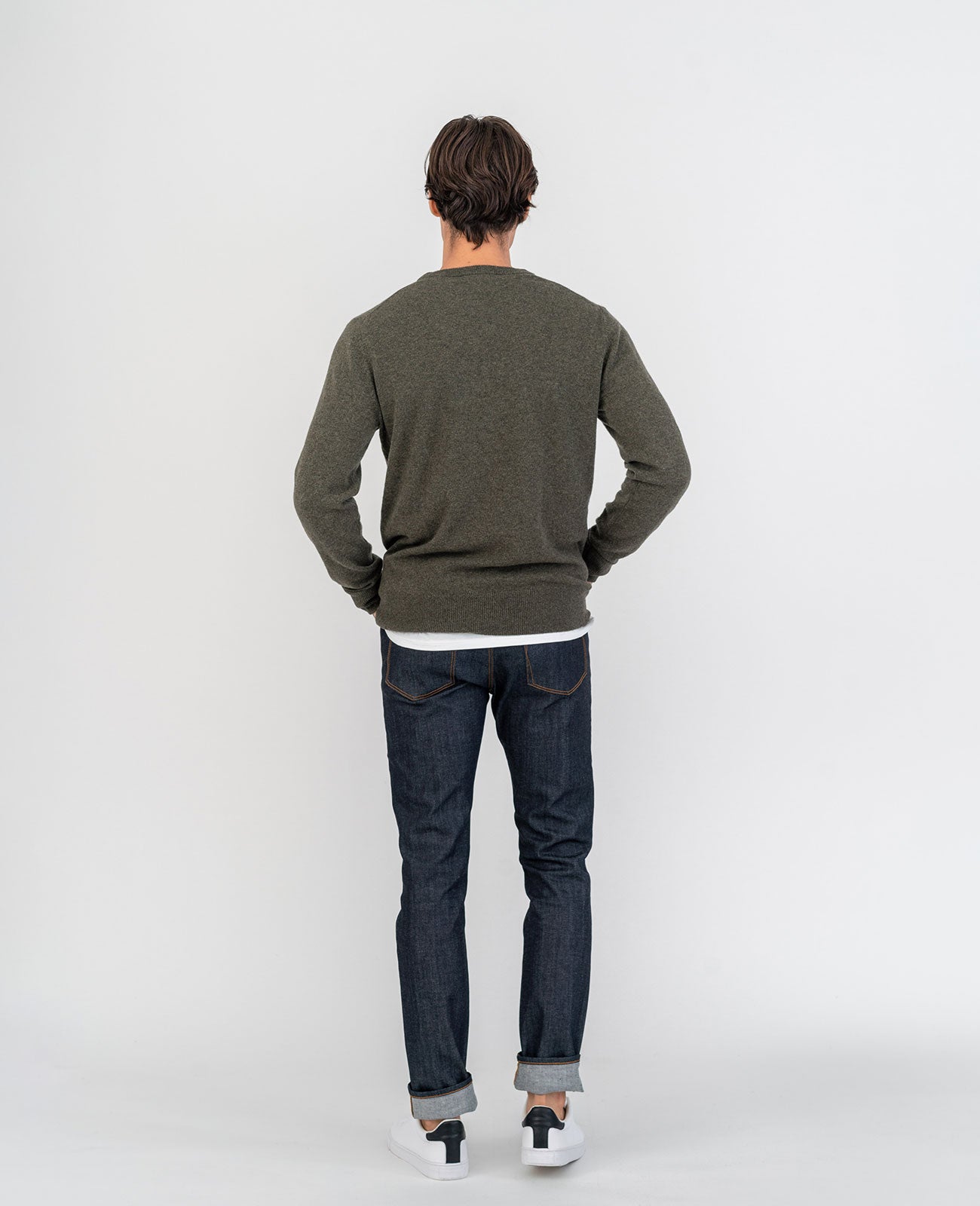 Cashmere Crew Neck Sweater in Grouse Moor | GRANA #color_grouse-moor