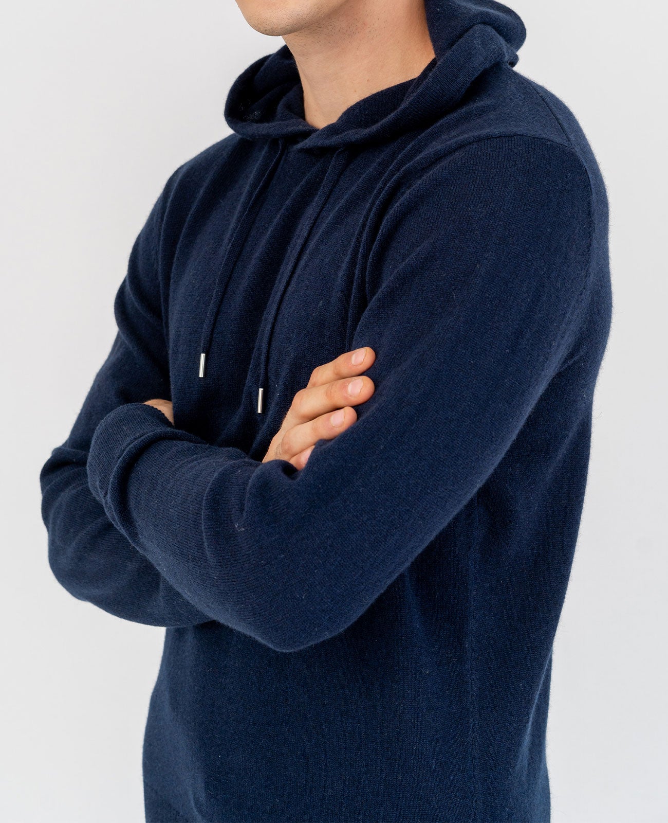 Cashmere Pullover Hoodie in City Navy | GRANA #color_city-navy