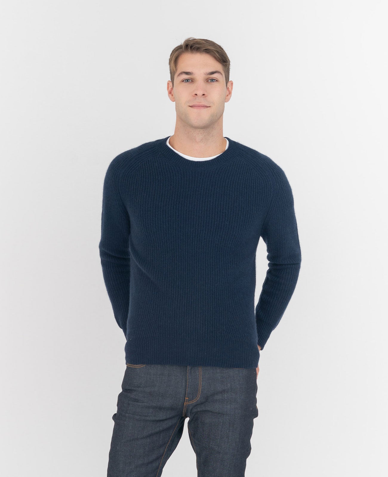 Ribb Sweater in Dark Navy | GRANA #color_dark-navy