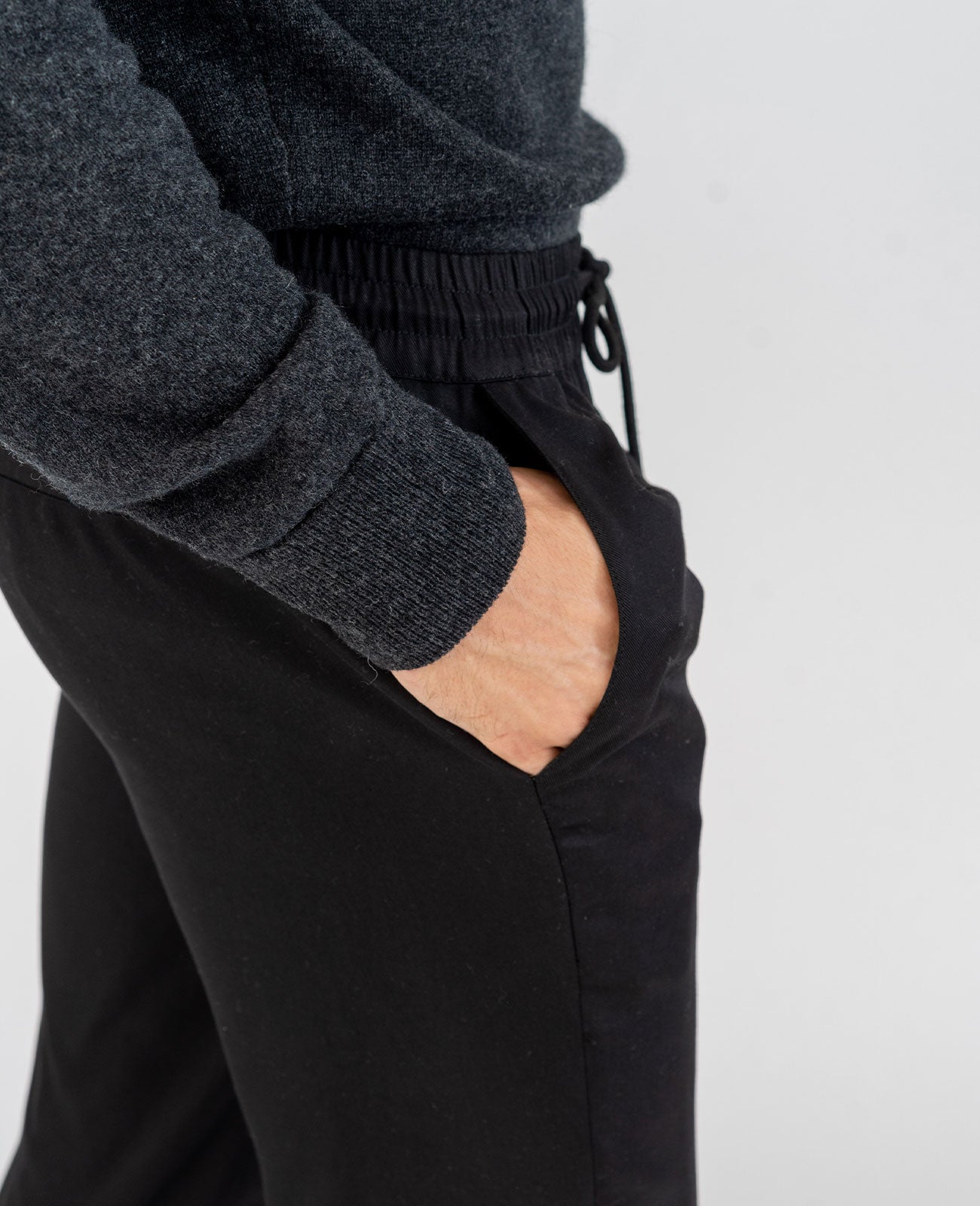 Tencel Drawstring Pant in Black | GRANA #color_black
