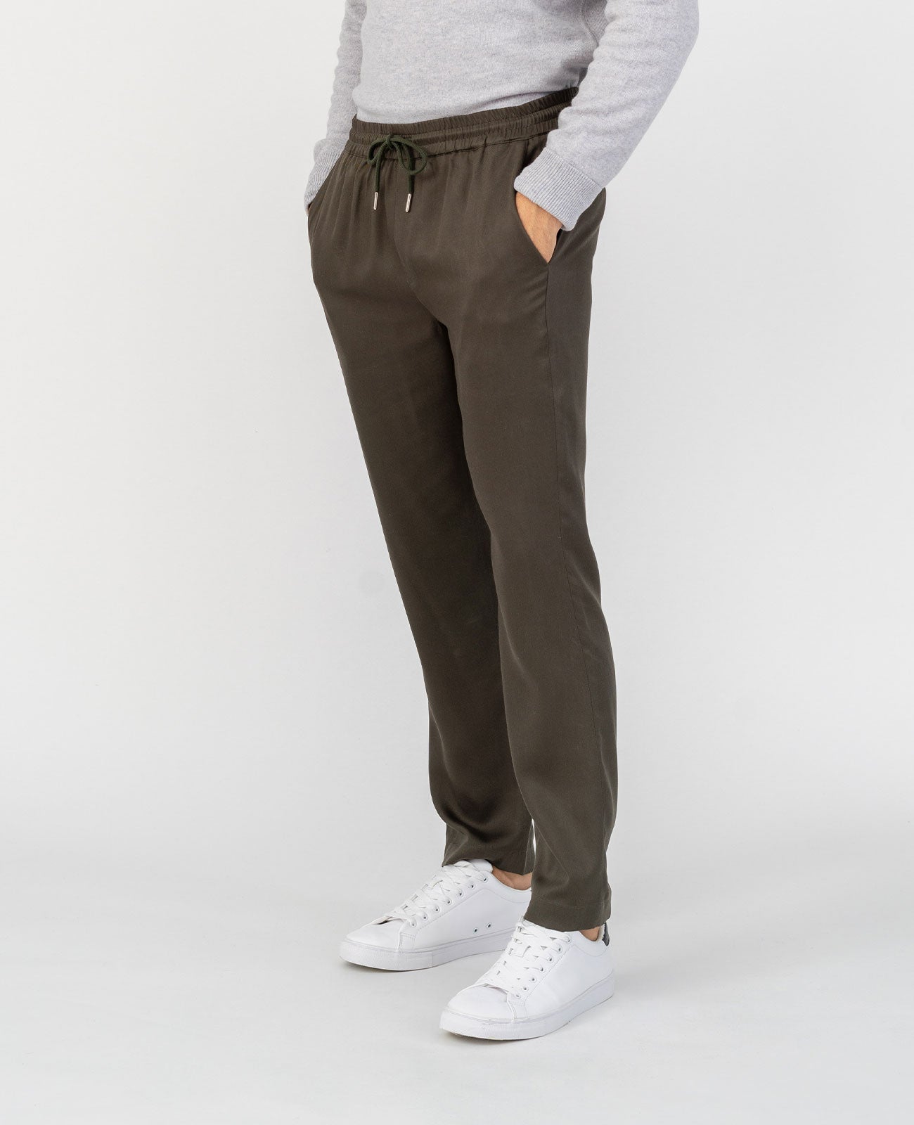 Drawstring Cuffed Pants - Tencel(TM)