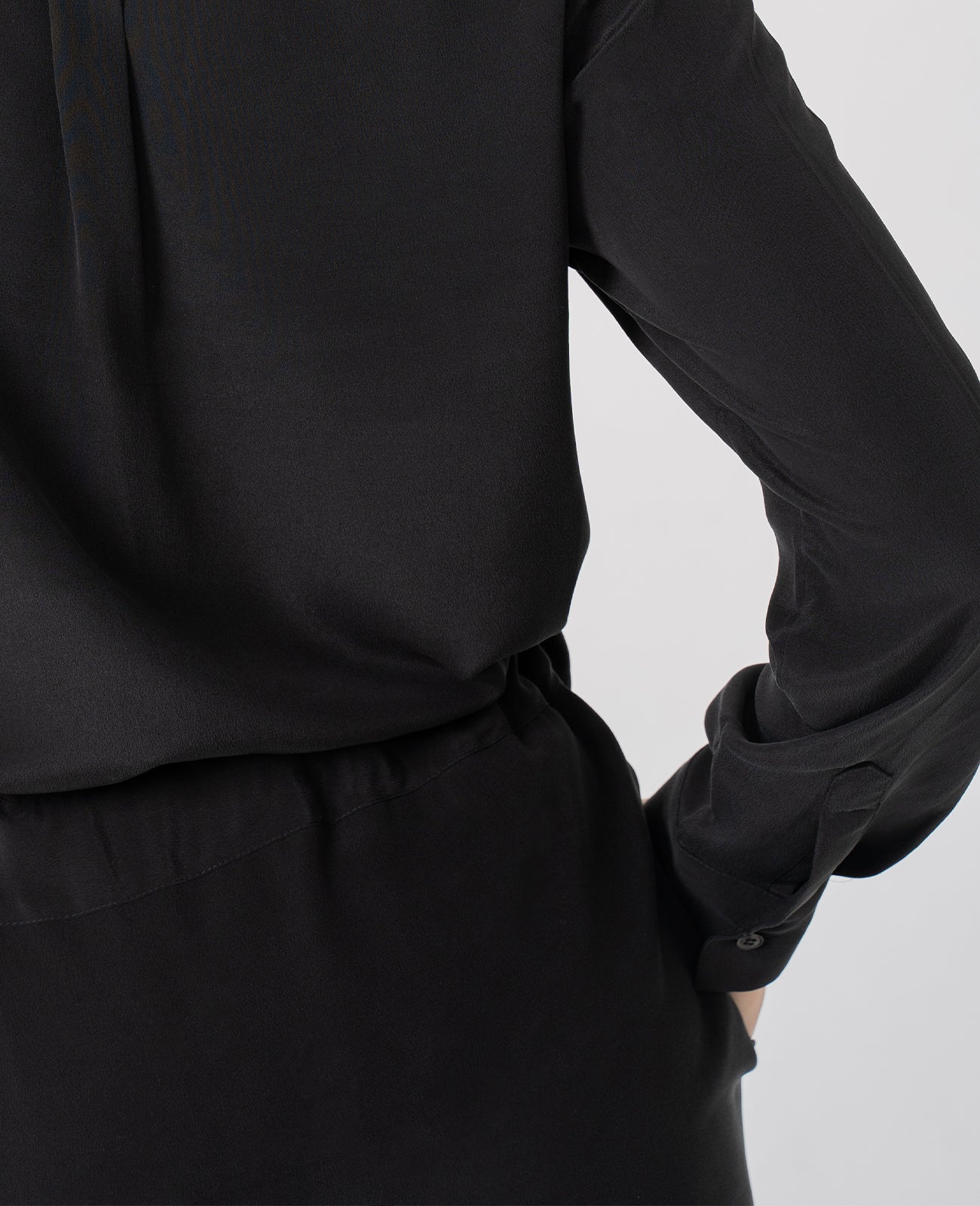 Silk Shirt Dress in Black | GRANA #color_black