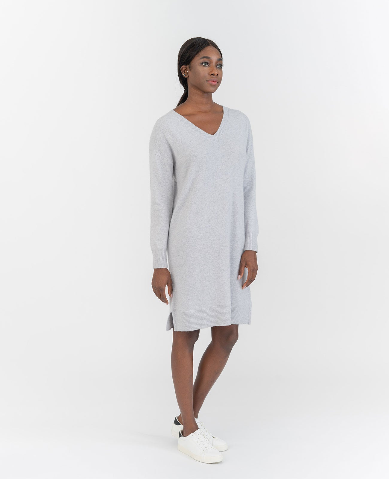 Sweater Dress in Marble Grey | GRANA #color_marble-grey