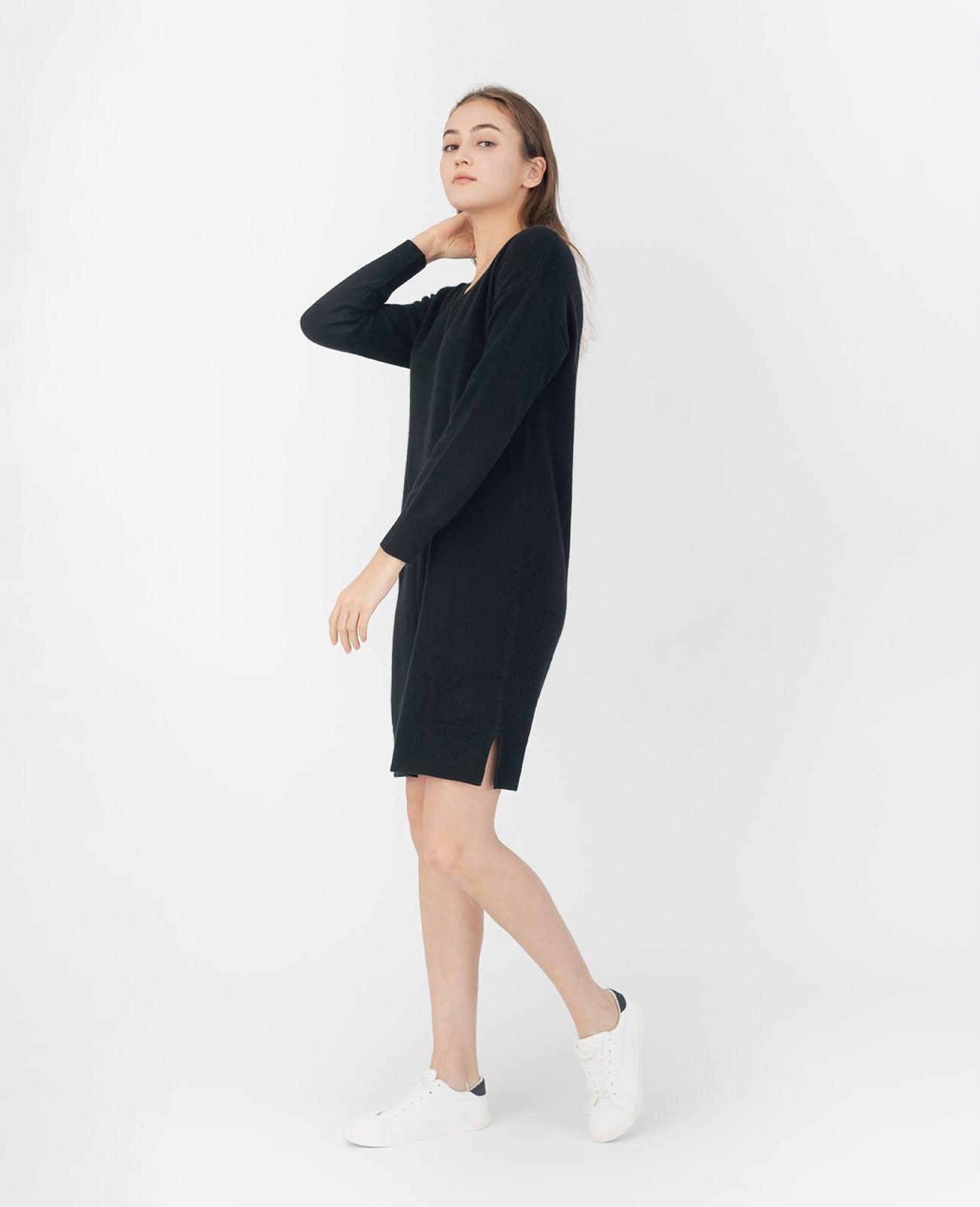 Sweater Dress in Black | GRANA #color_black