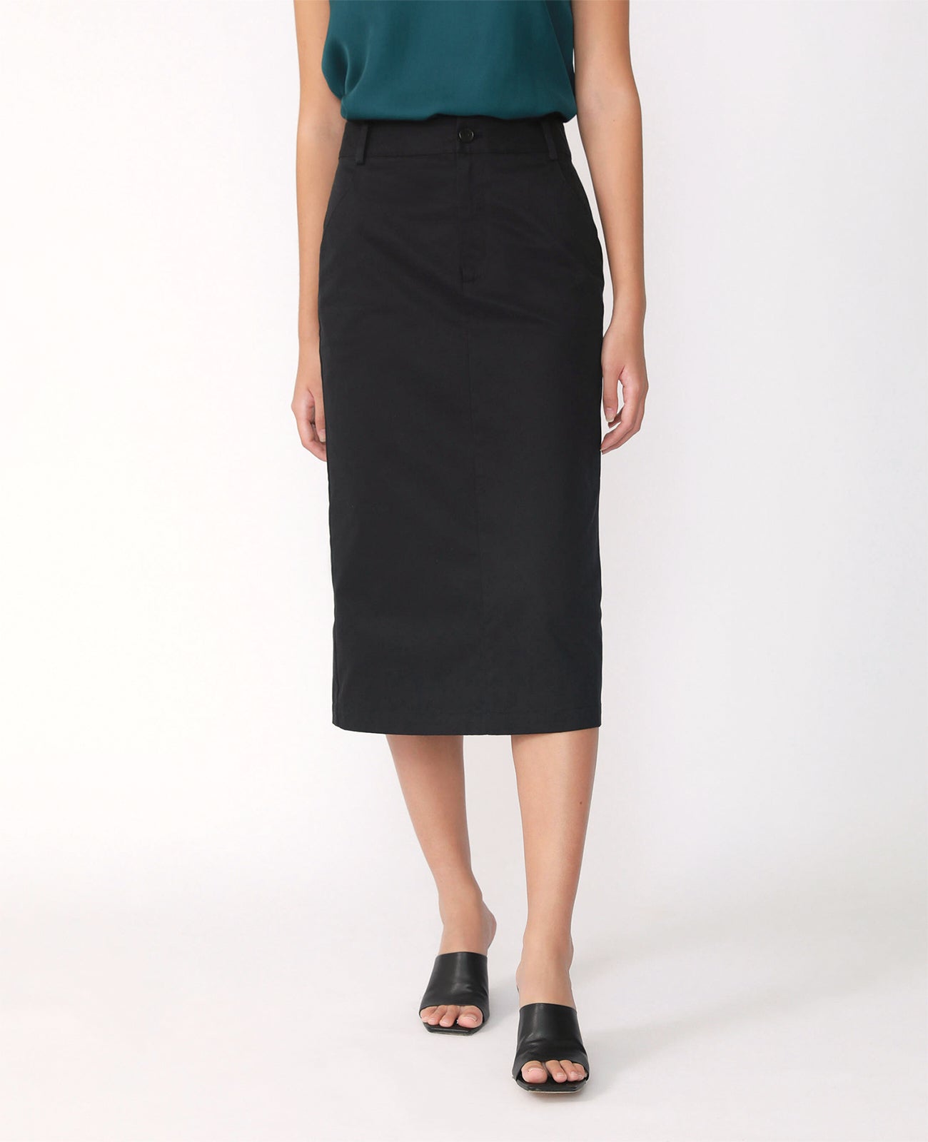 Supima Pencil Skirt in Black | GRANA #color_black