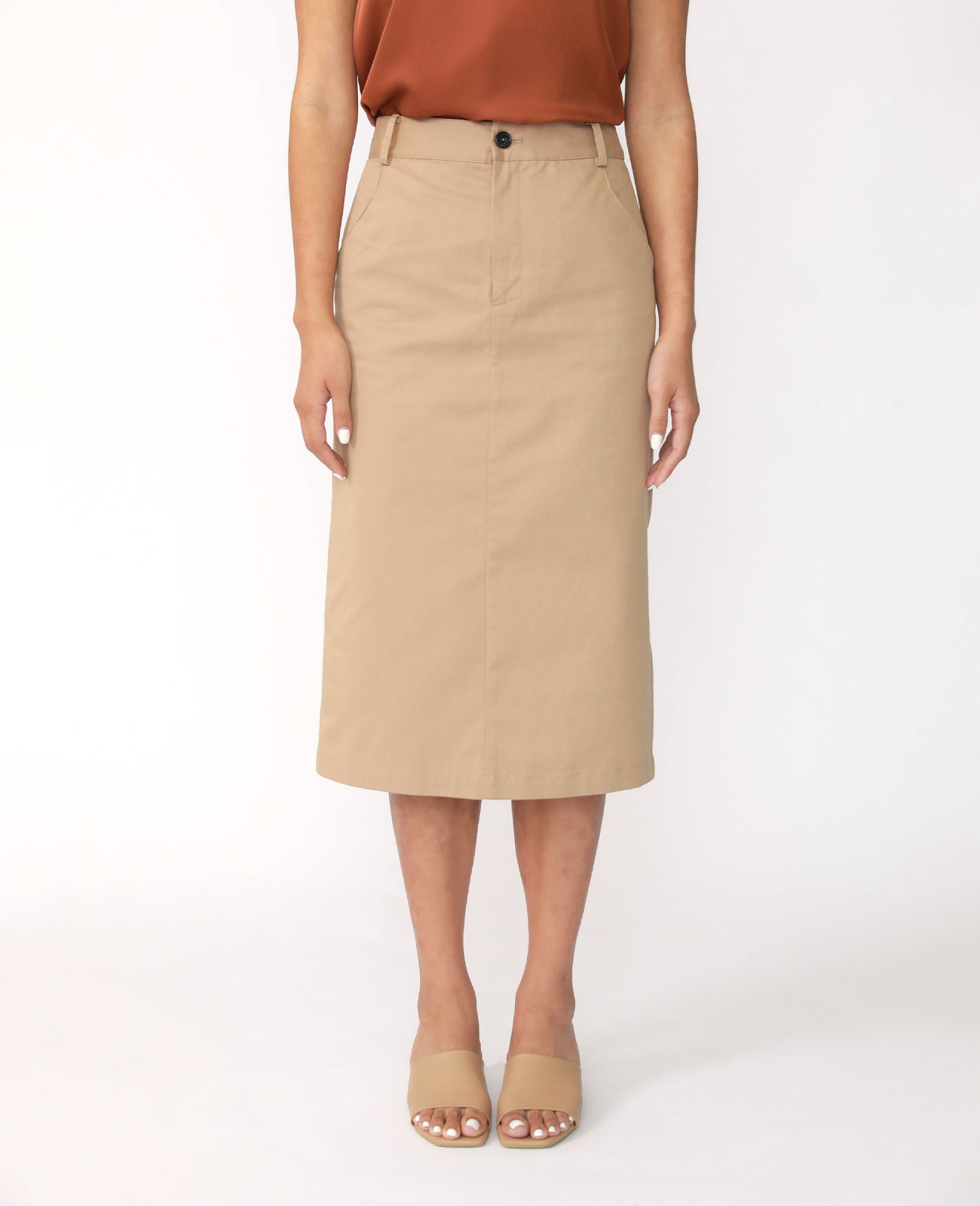 Supima Pencil Skirt in Tan | GRANA #color_tan