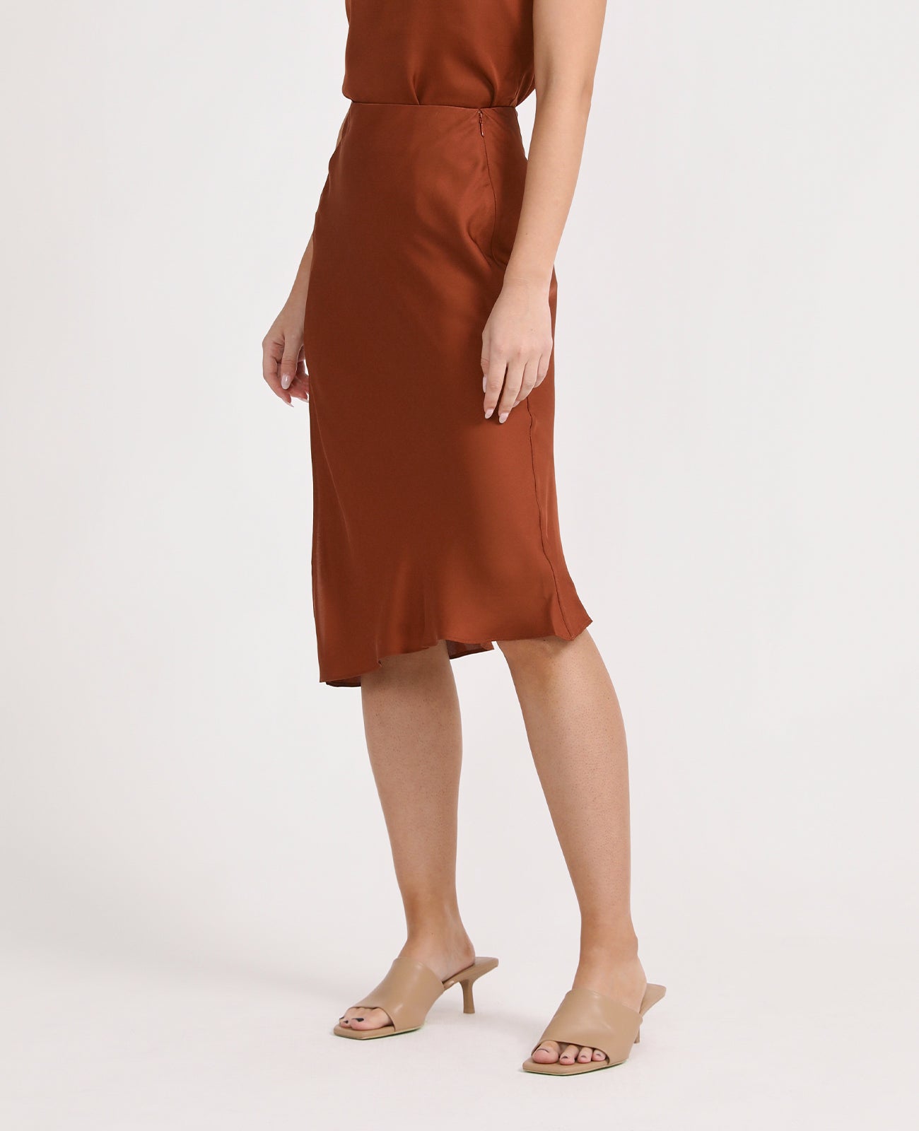 Silk Asymmetric Wrap Skirt in Copper | GRANA #color_copper