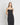 Silk Straight Neck Slip Dress in Black | GRANA #color_black