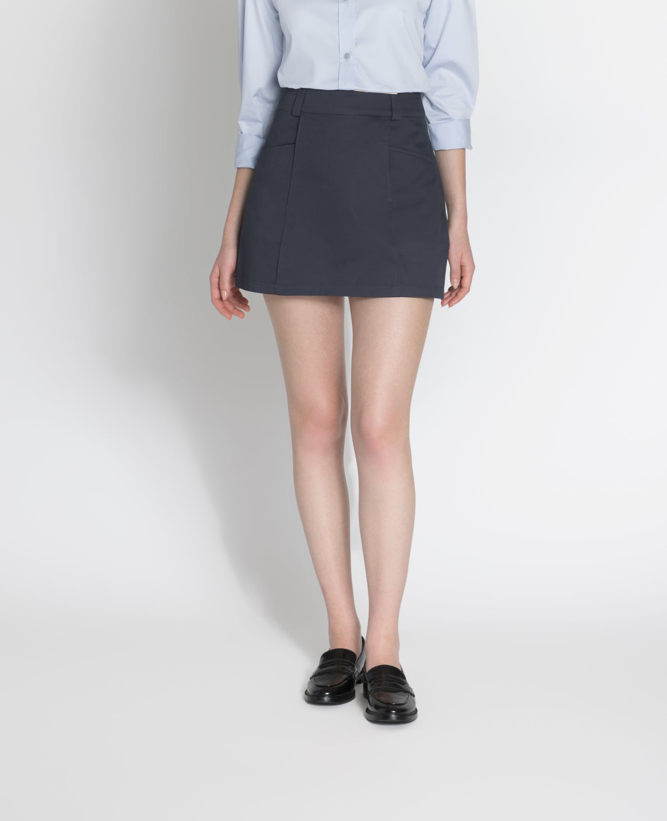 Supima A-line Skirt in HALE BLUE | GRANA #color_hale-blue