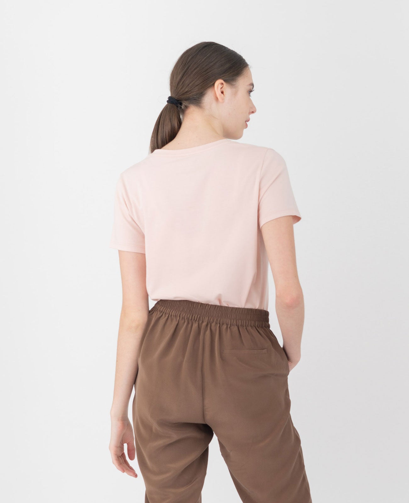 Organic Pima Cotton V-Neck Tee in Cloud Pink | GRANA #color_cloud-pink