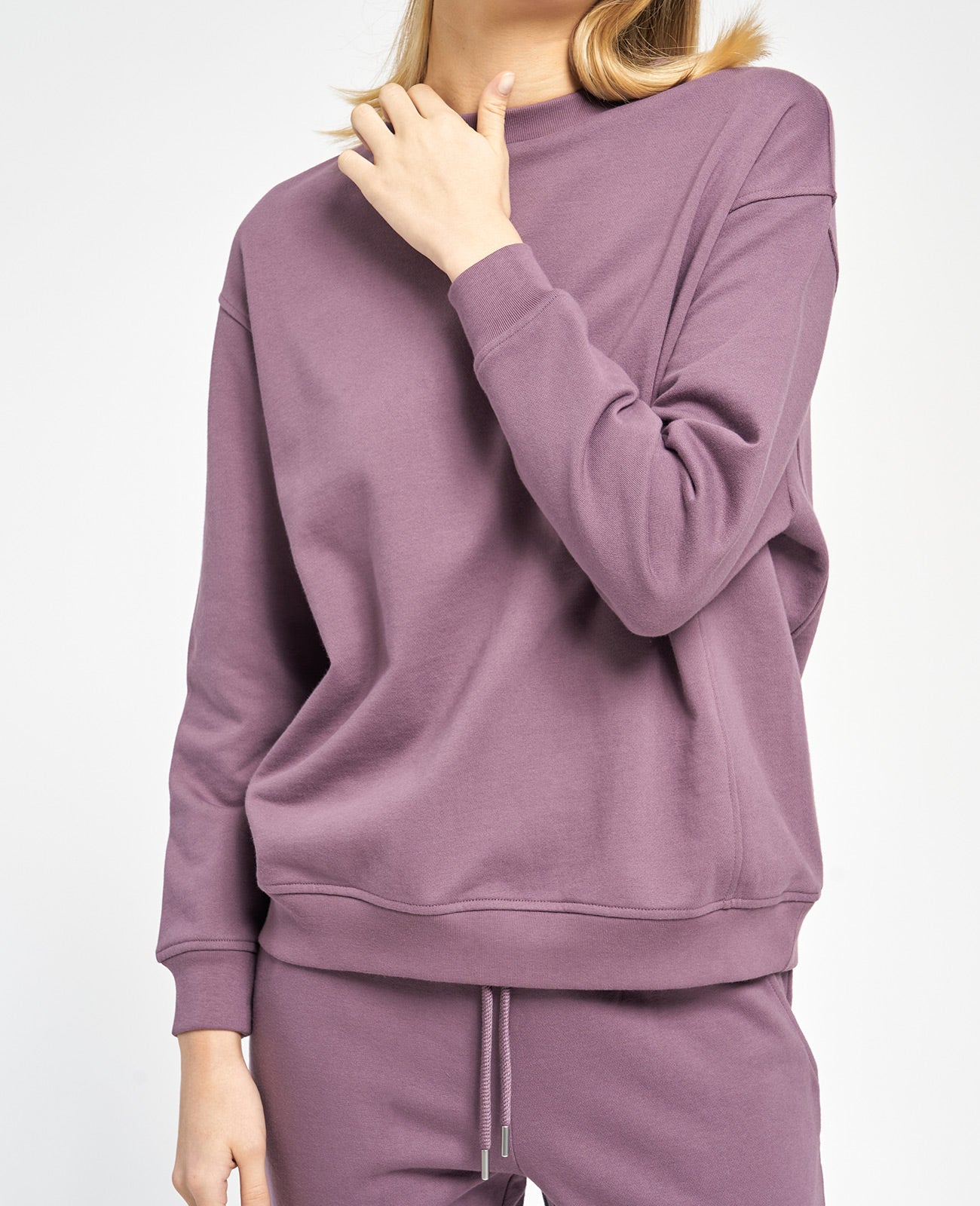 Supima Terry Sweatshirt in PLUM | GRANA #color_plum