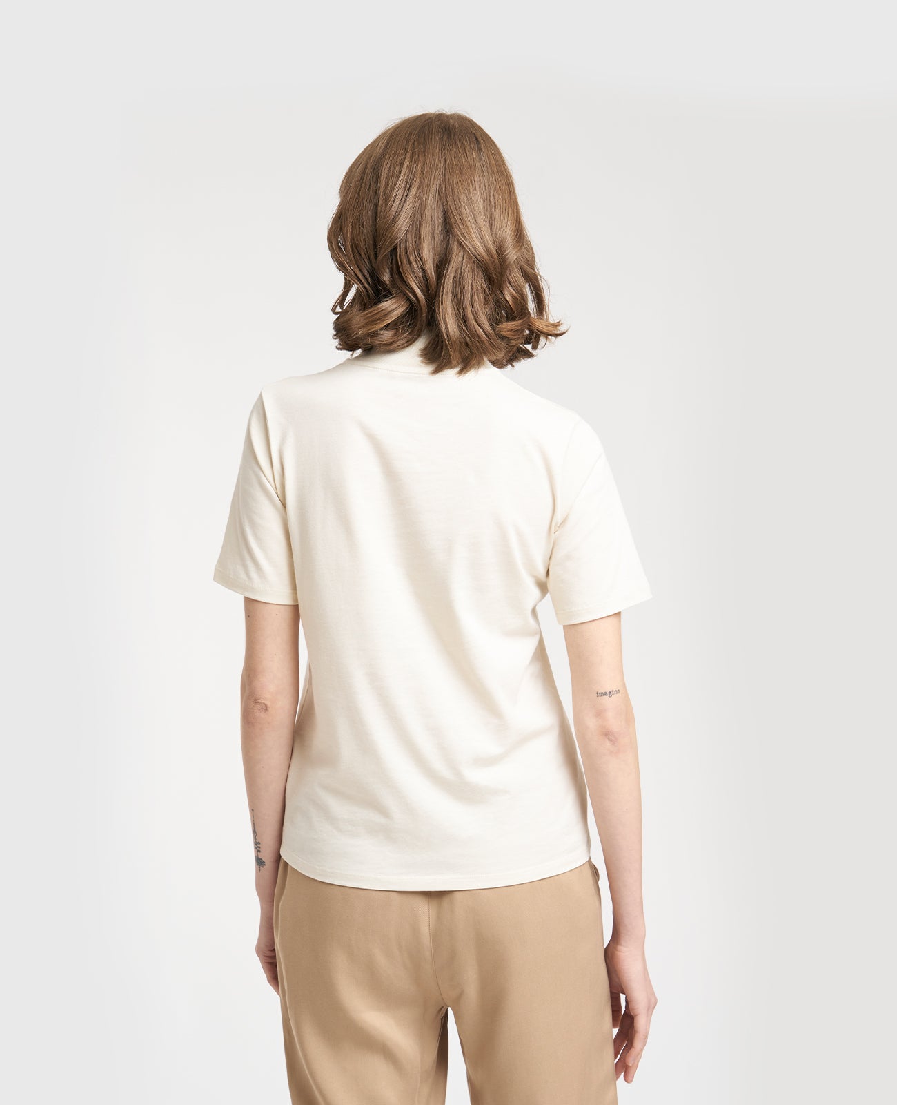 Supima High Neck Tee in IVORY | GRANA #color_ivory