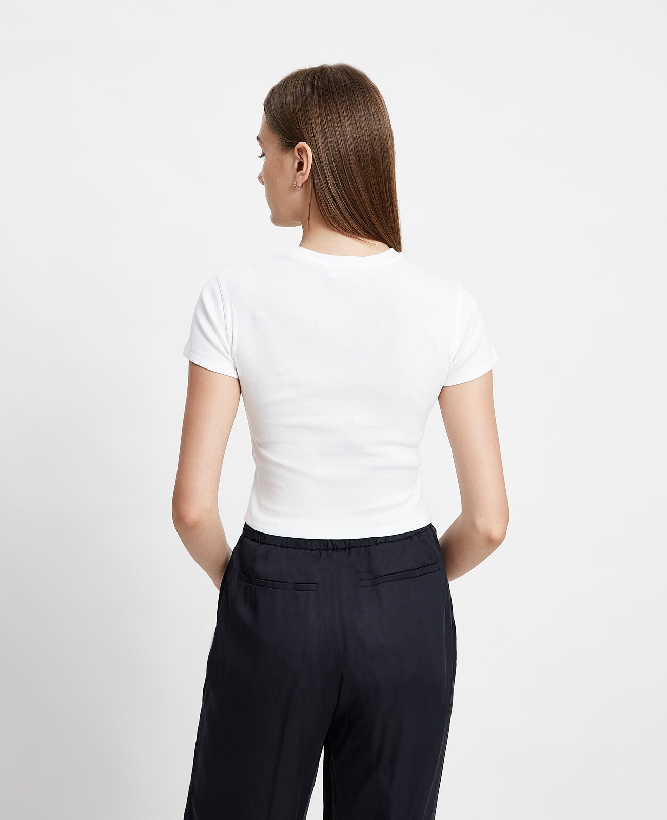 Supima Ribbed Crop Tee in White | GRANA #color_white