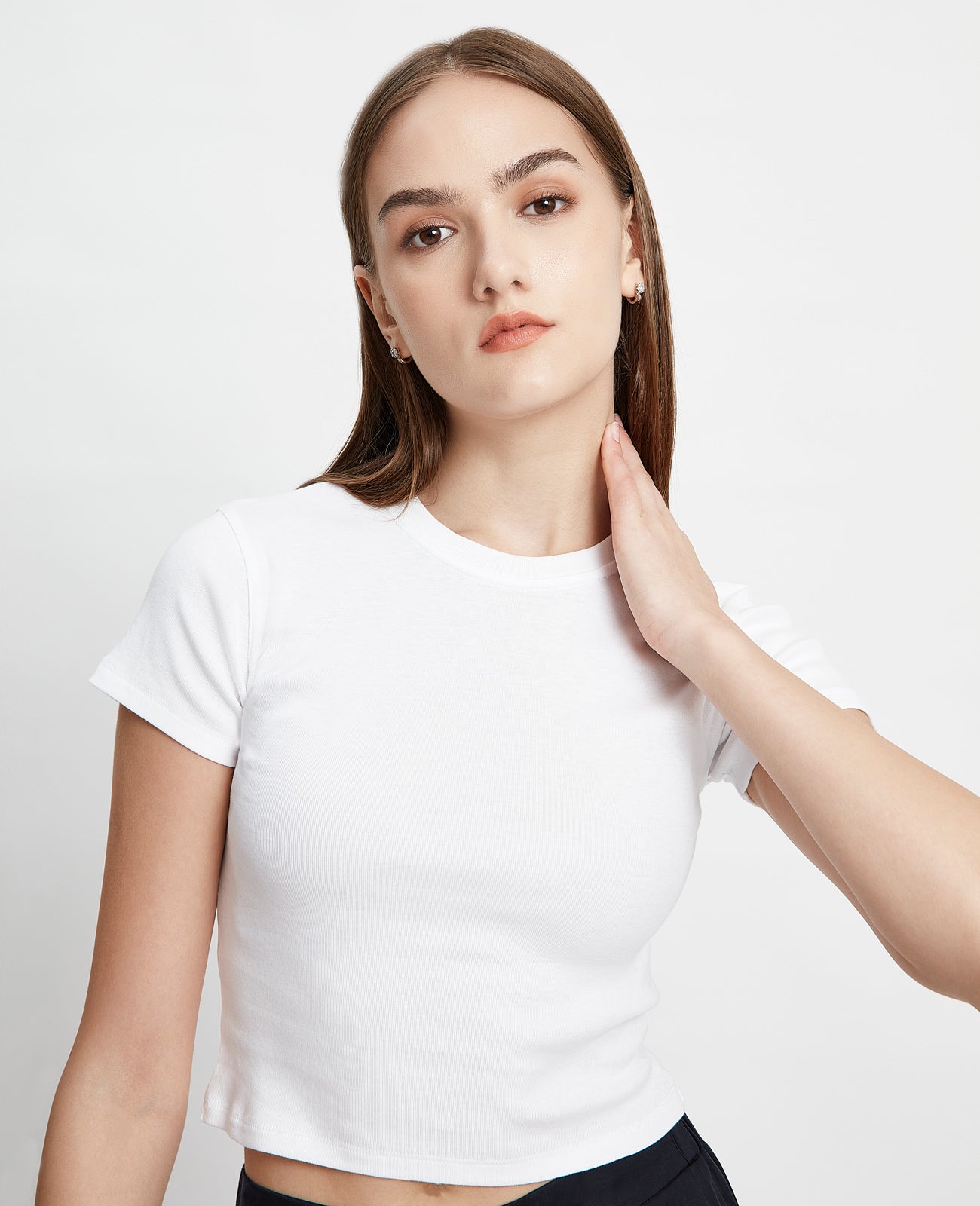 Supima Ribbed Crop Tee in White | GRANA #color_white