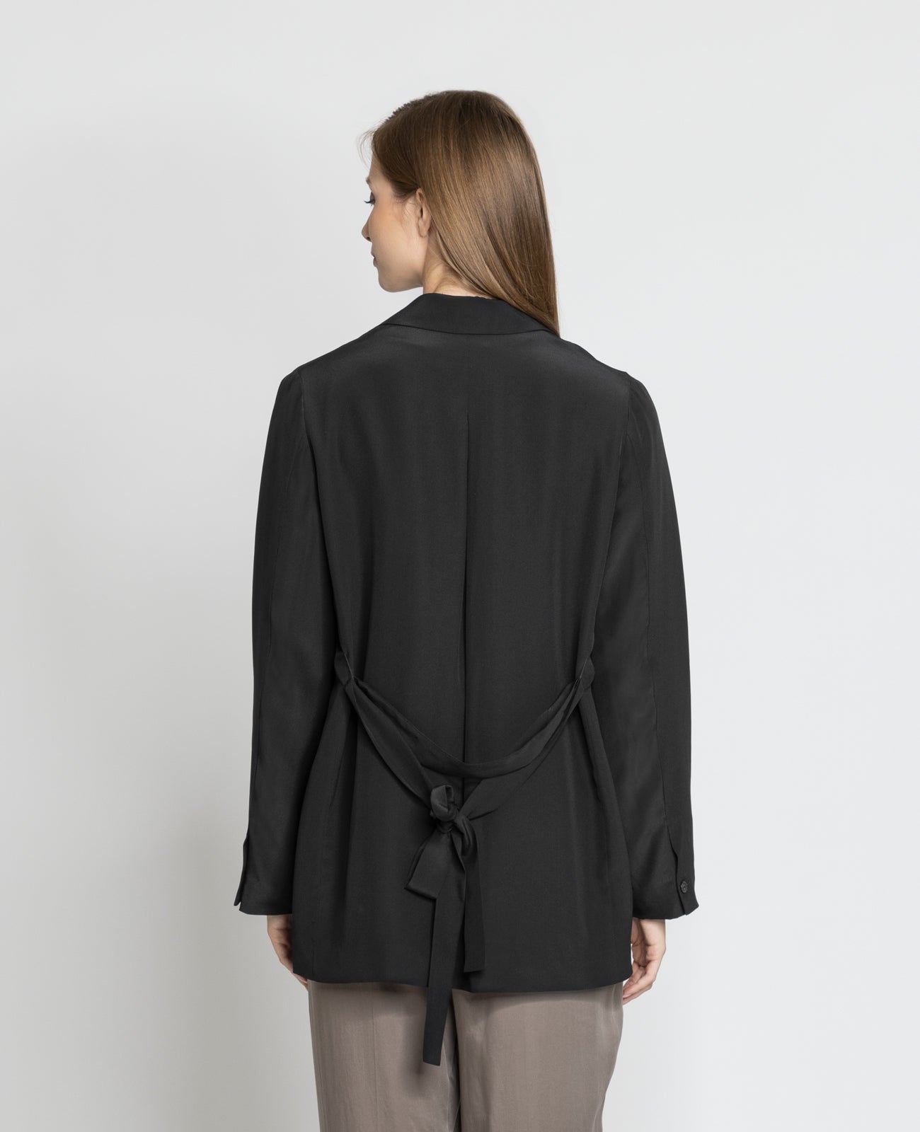 Silk Blazer in Black | GRANA #color_black