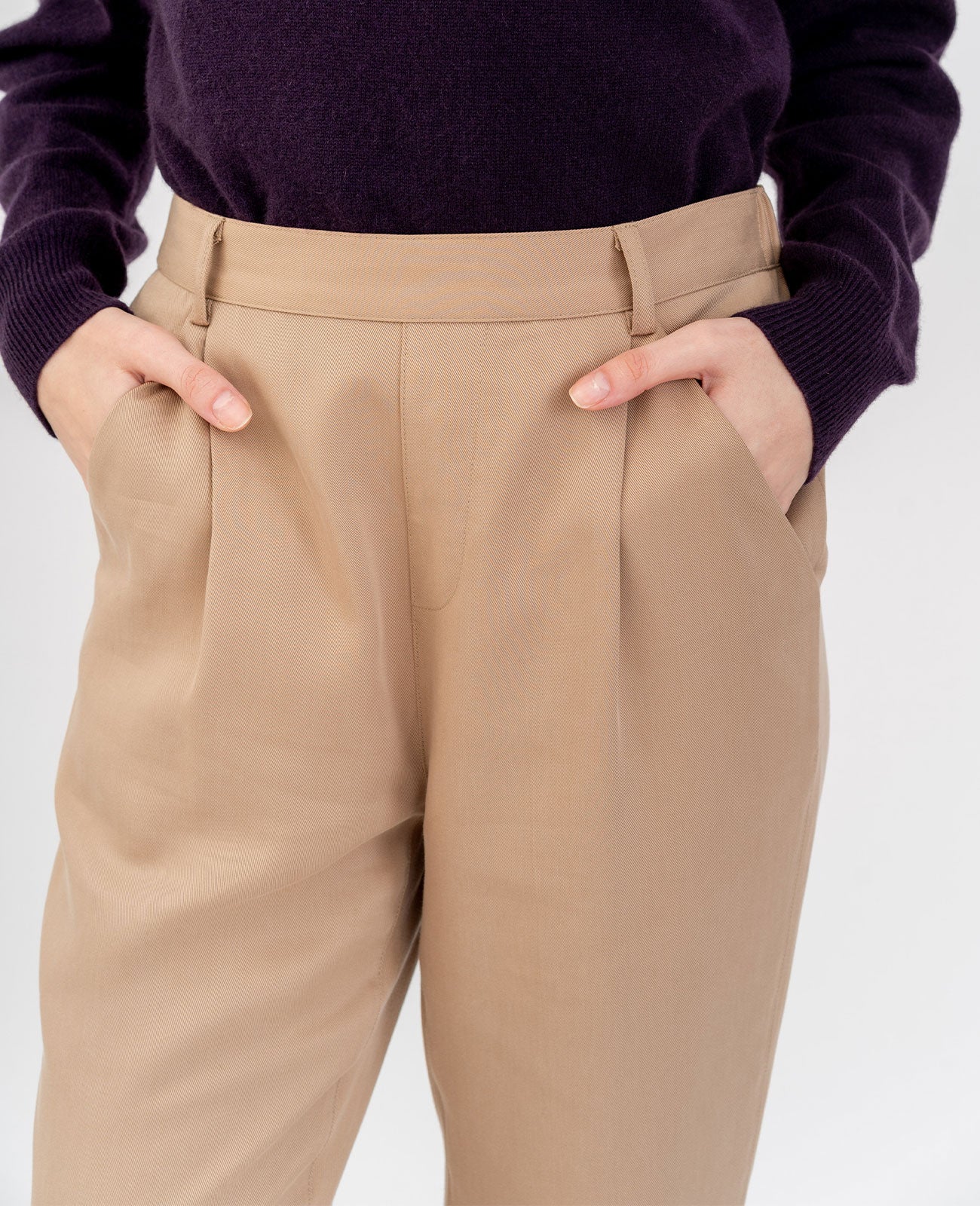 Tencel Relaxed Tailored Pant in Beige | GRANA #color_beige