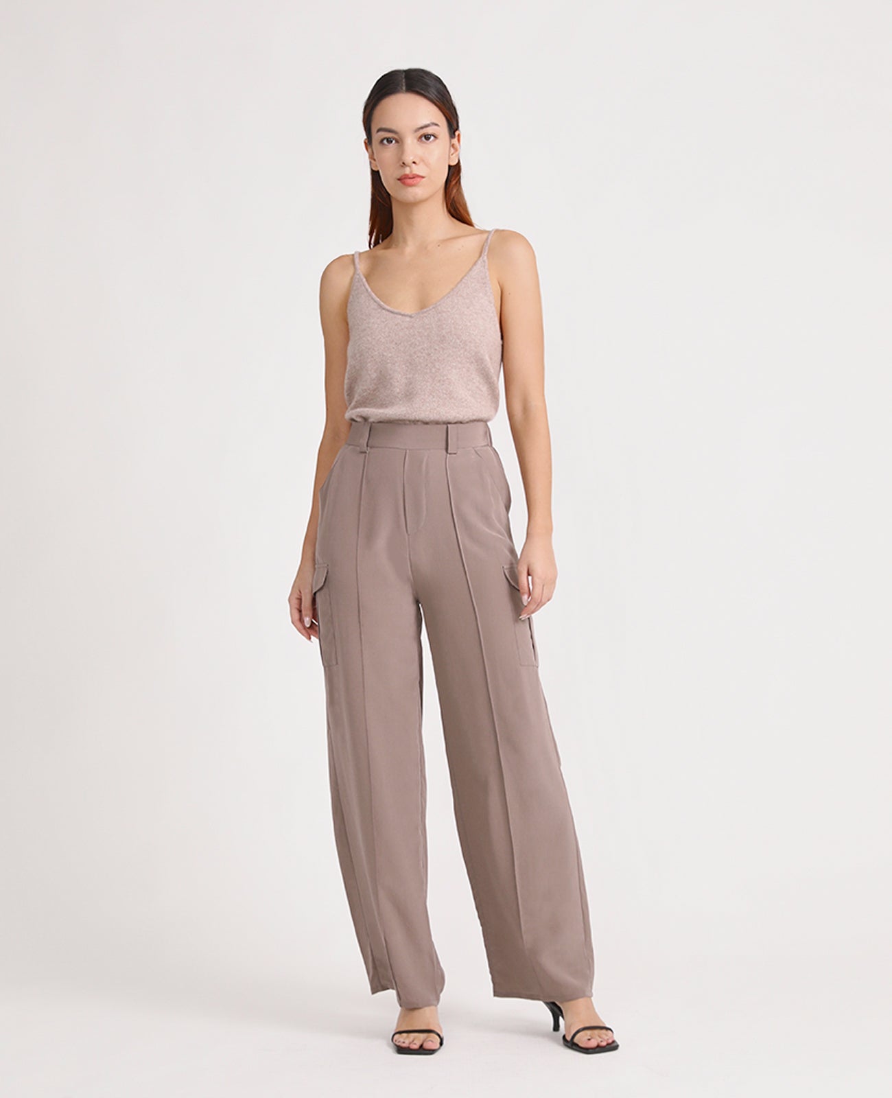 Silk Cargo Pant in Taupe Grey | GRANA #color_taupe-grey