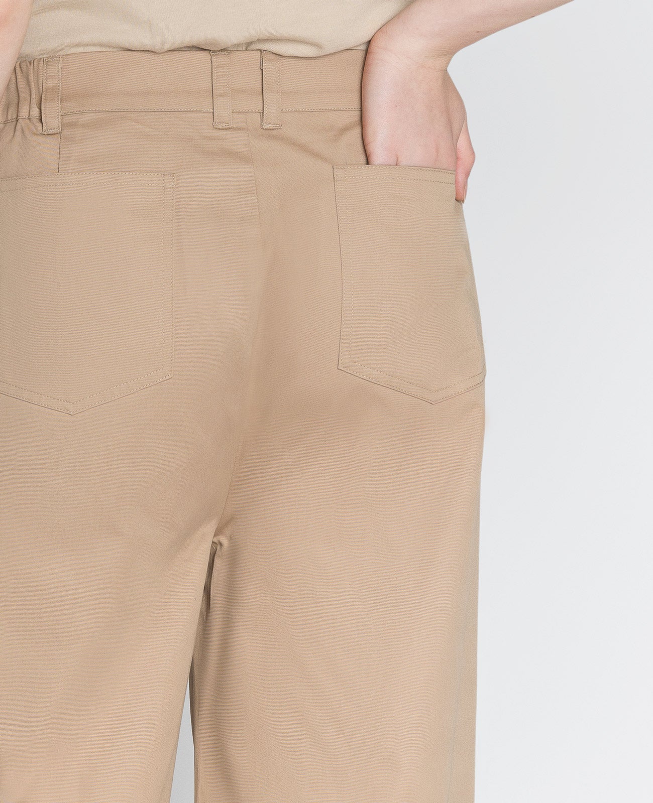 Supima Mid-rise Wide Leg Pants in Tan | GRANA #color_tan