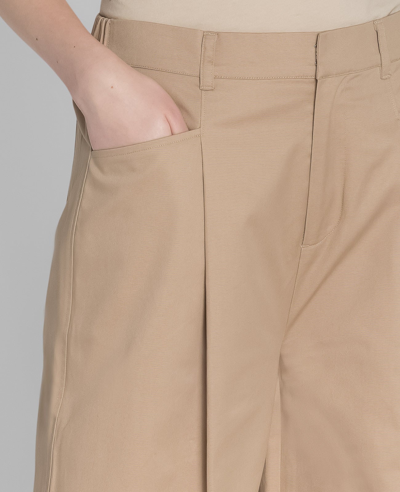 Supima Mid-rise Wide Leg Pants in Tan | GRANA #color_tan