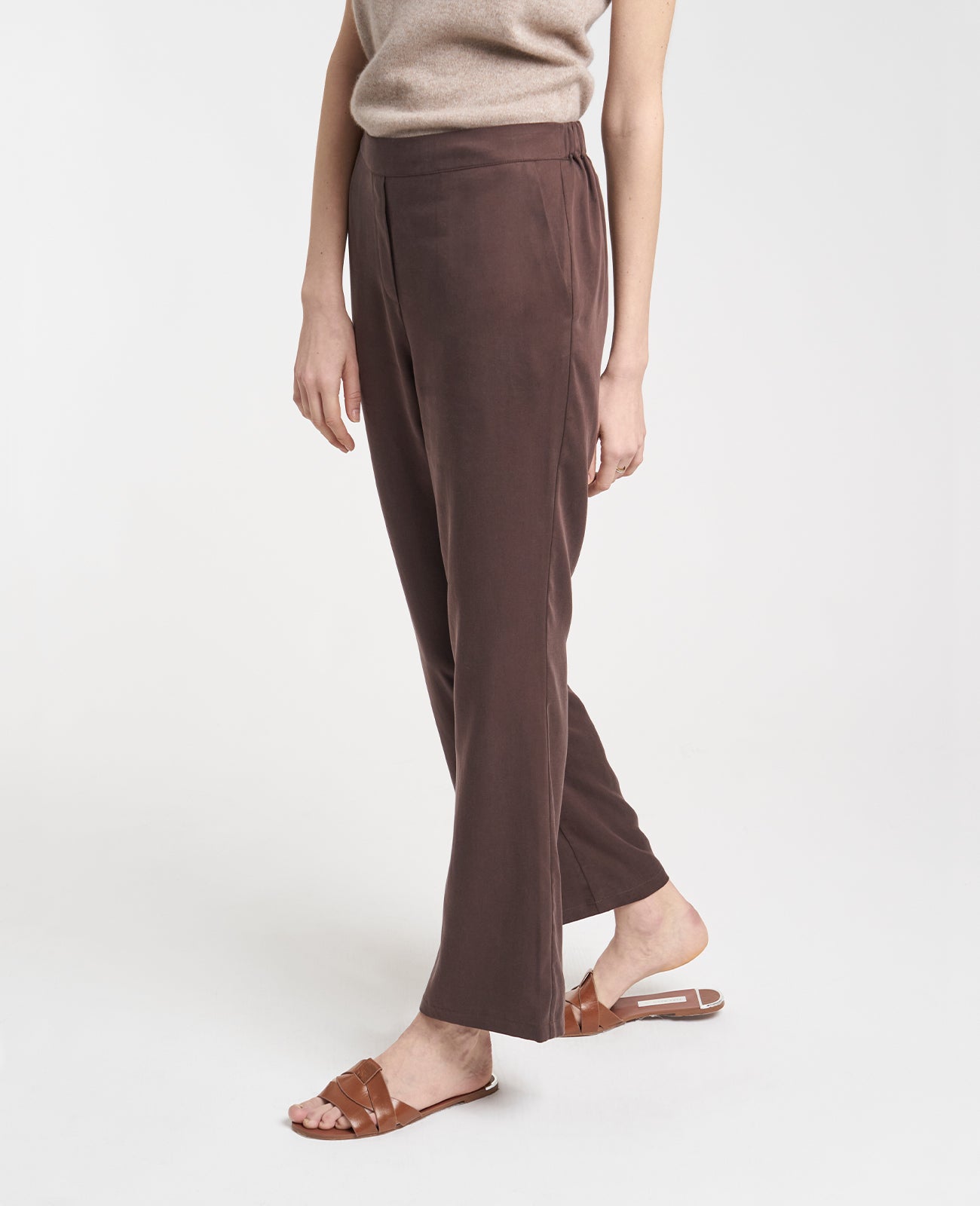 Tencel Slouchy Pant in BROWN | GRANA #color_brown