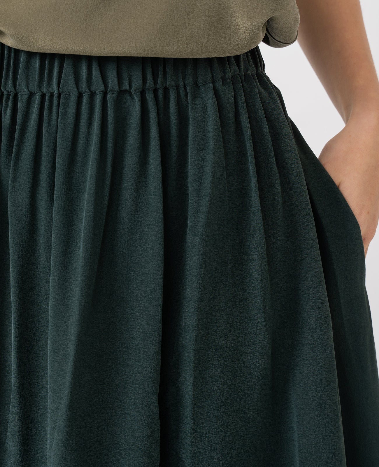 Silk Full Skirt in Jewel Green | GRANA #color_jewel-green
