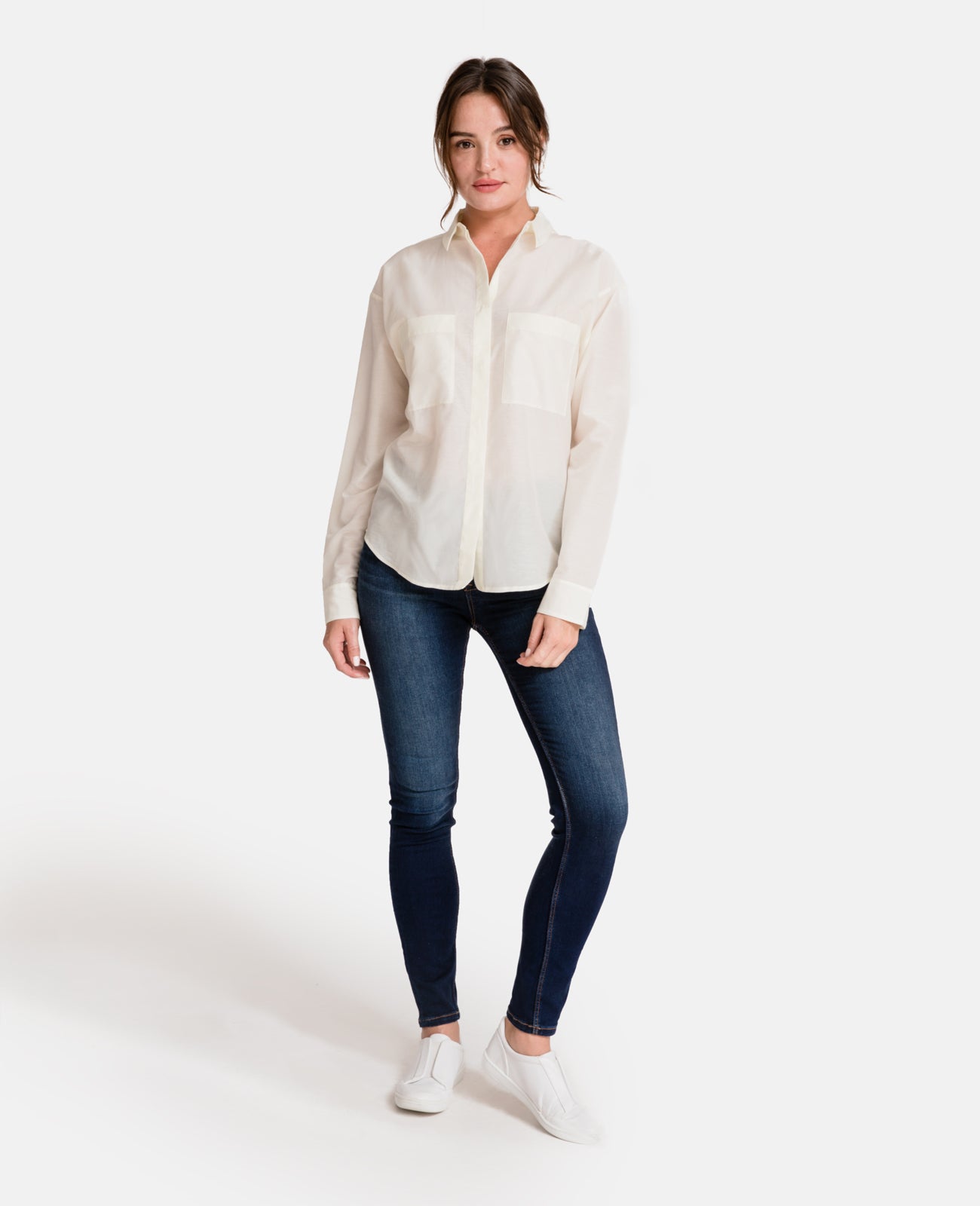 Silk Cotton Boyfriend Shirt in Off White | GRANA #color_off-white