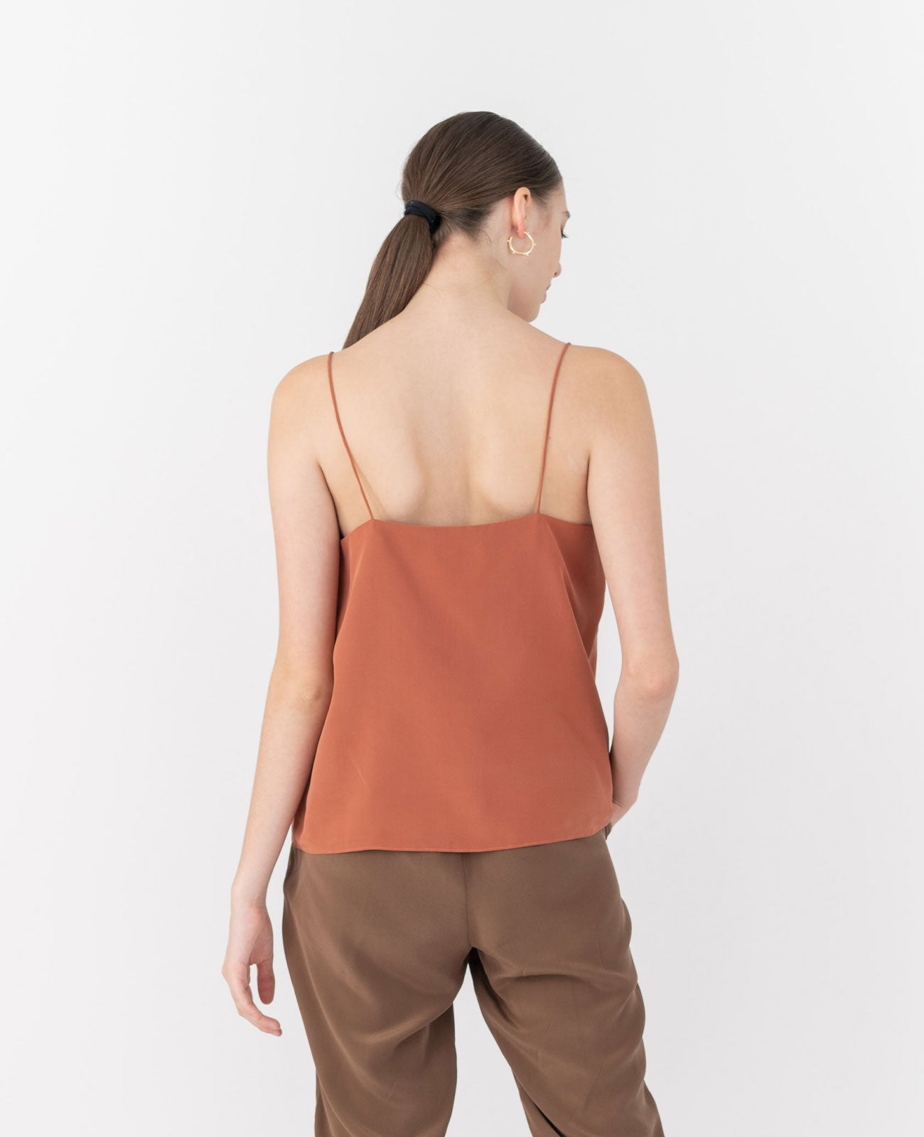 Silk Classic Camisole in Rust Brown | GRANA #color_rust-brown