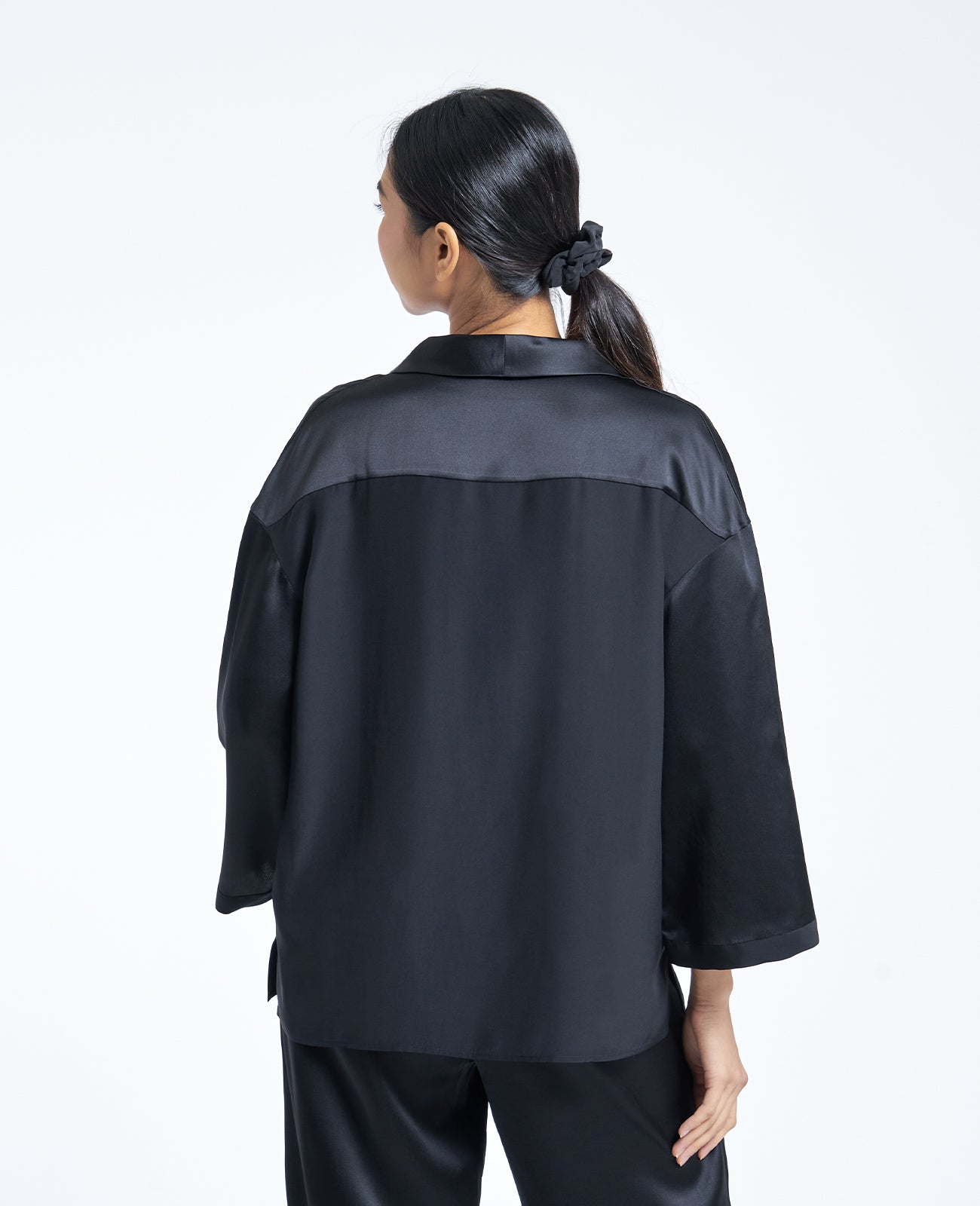 Silk Pyjamas Shirt in NOIR | GRANA #color_noir