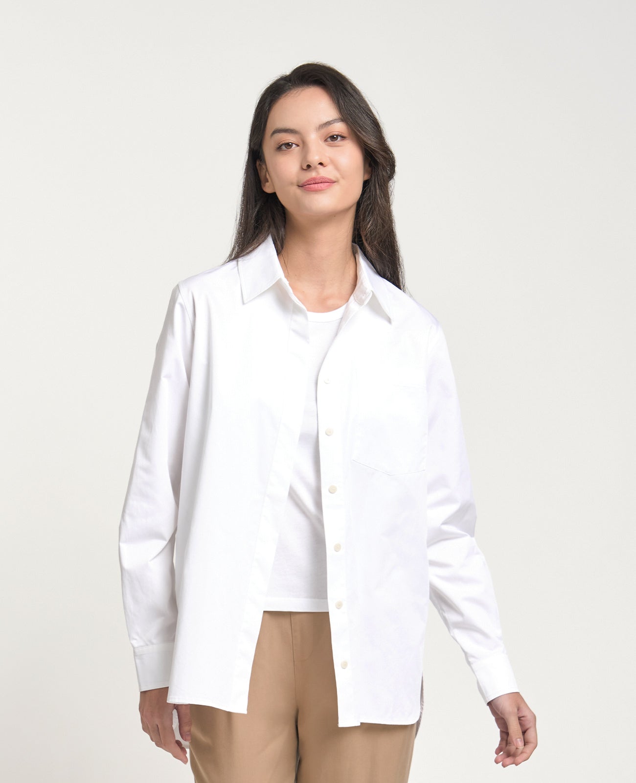 Supima Oversize Shirt in White | GRANA #color_white