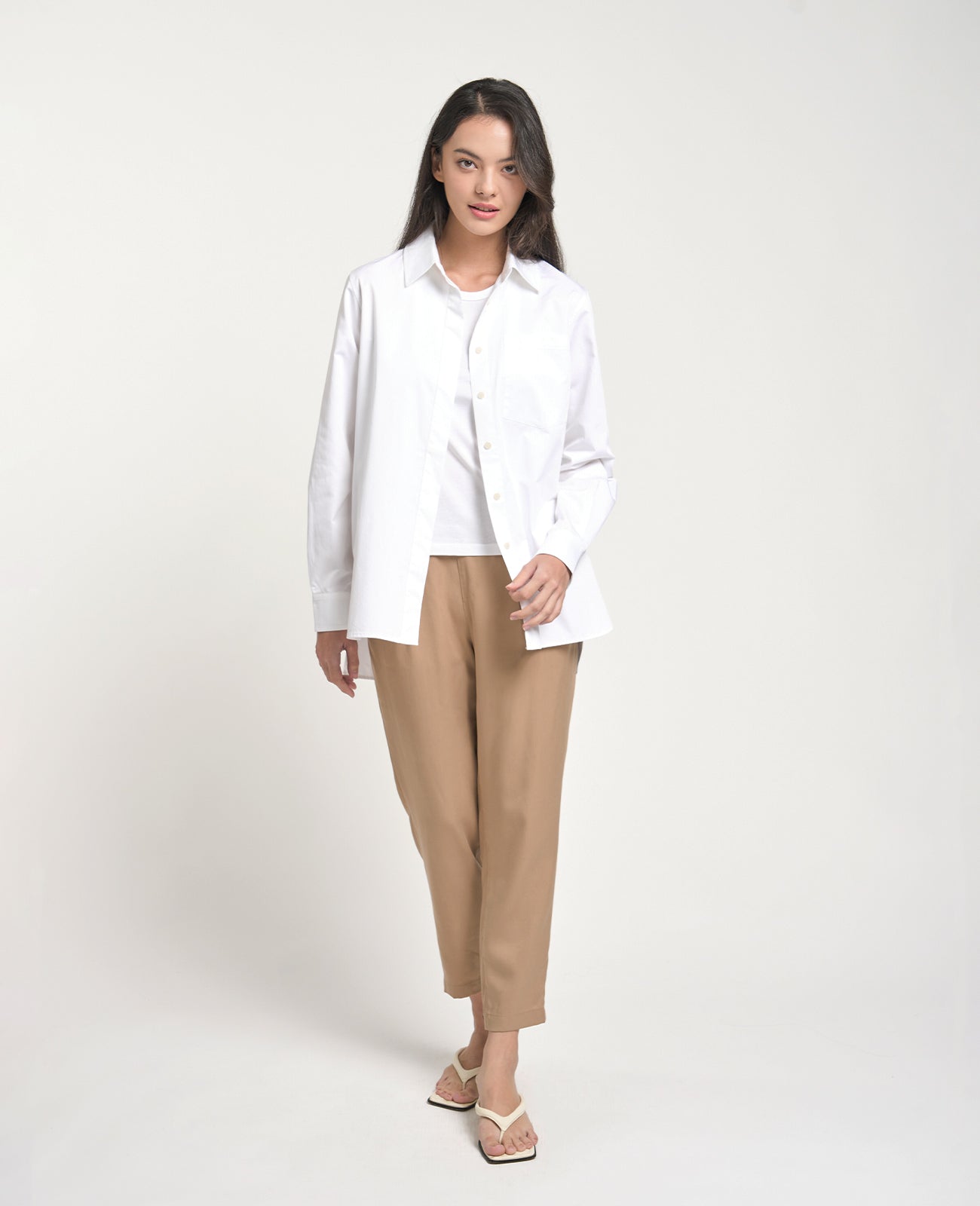 Supima Oversize Shirt in White | GRANA #color_white
