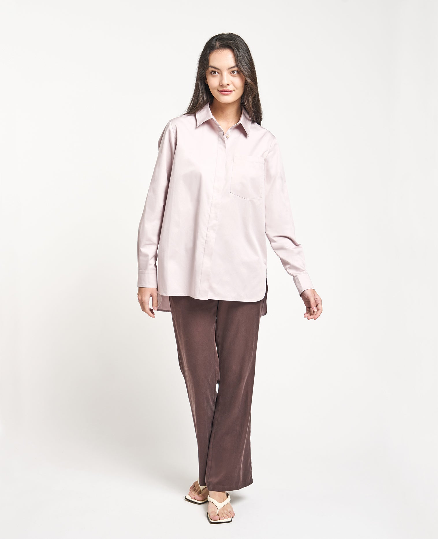 Supima Oversize Shirt in Pale Lilac | GRANA #color_pale-lilac