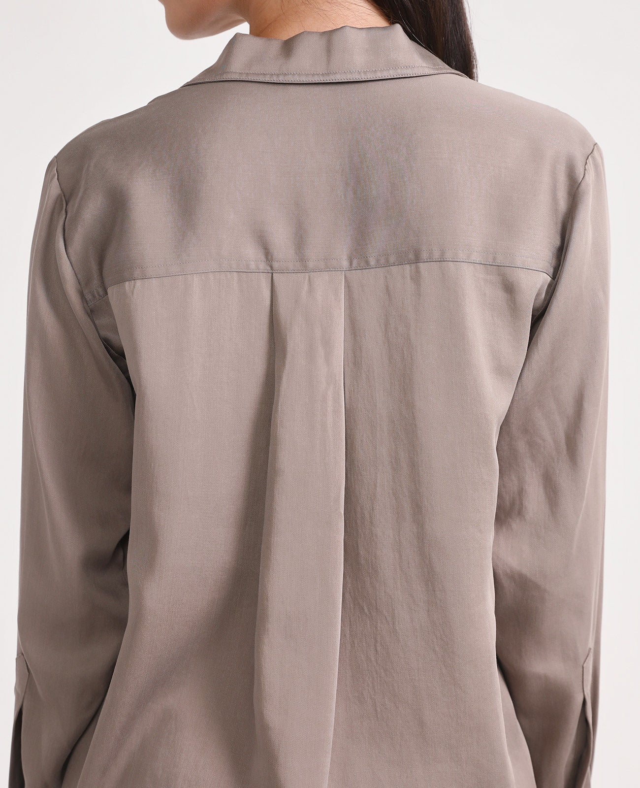 Tencel Utility shirt in Taupe Grey | GRANA #color_taupe-grey