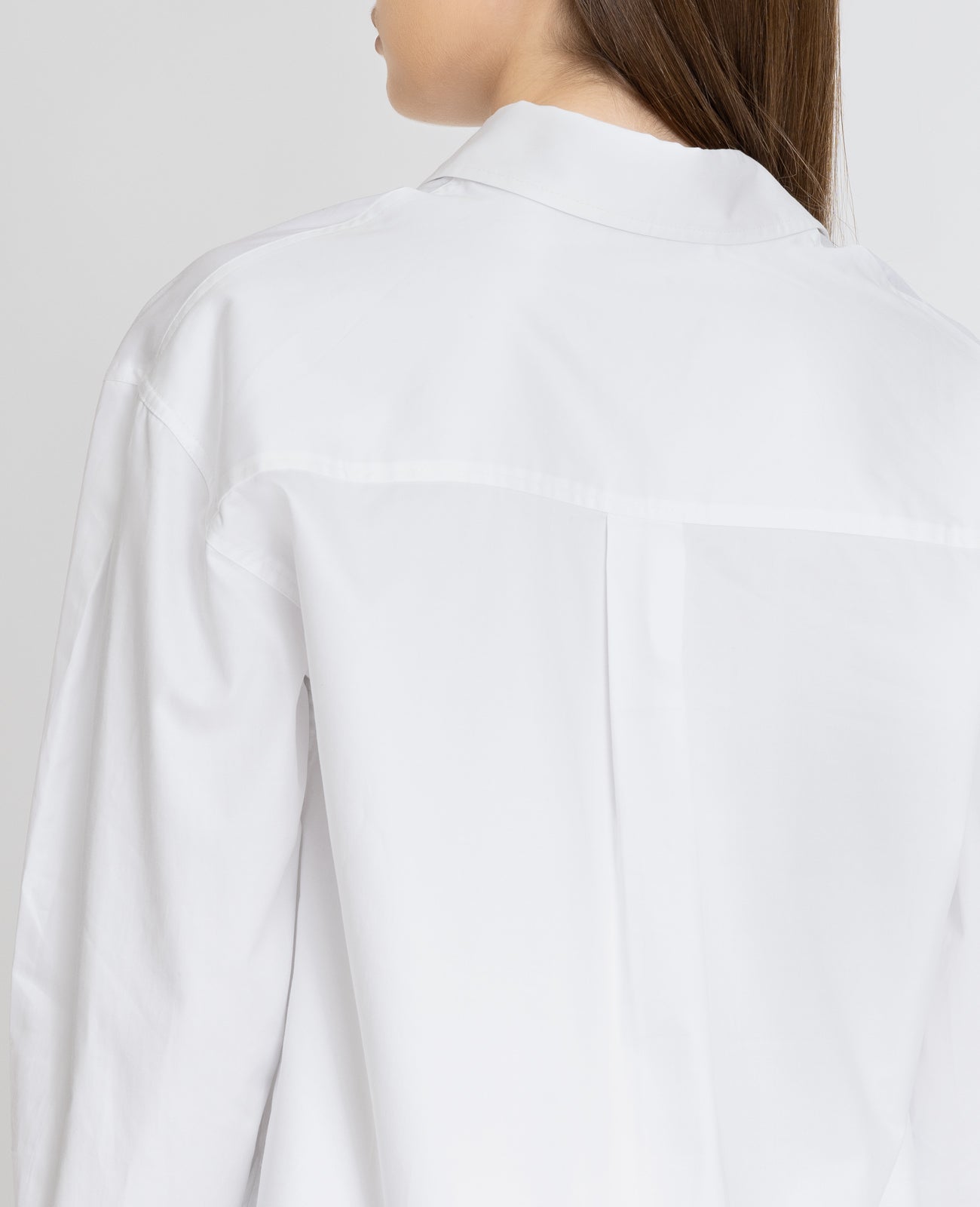 Supima Poplin Cropped Shirt in White | GRANA #color_white